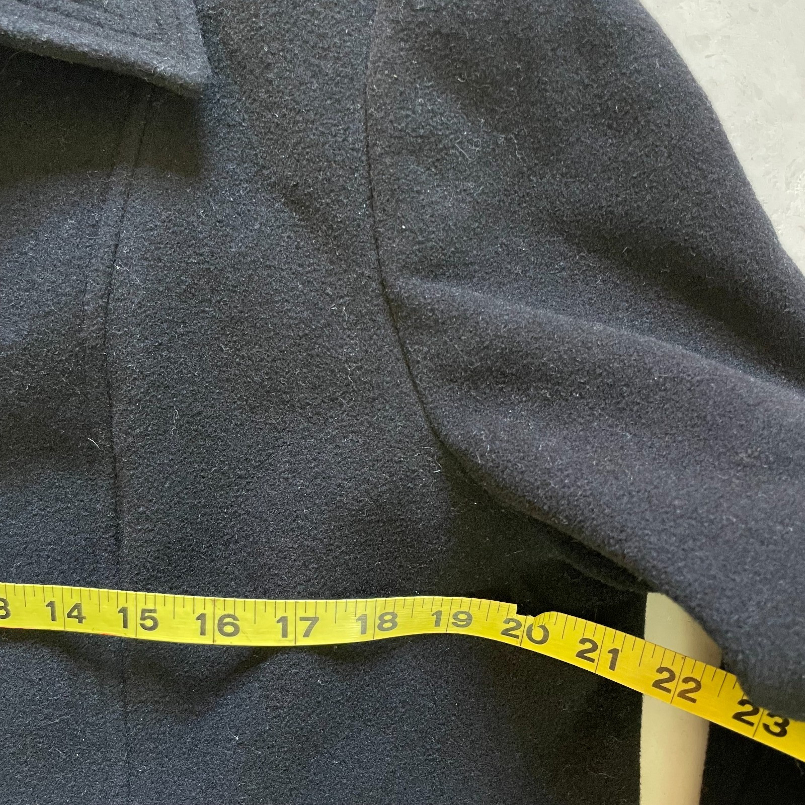 Black Wool Blend Pea Coat Large Minimalist Preppy Quiet Luxury Old Money Classic