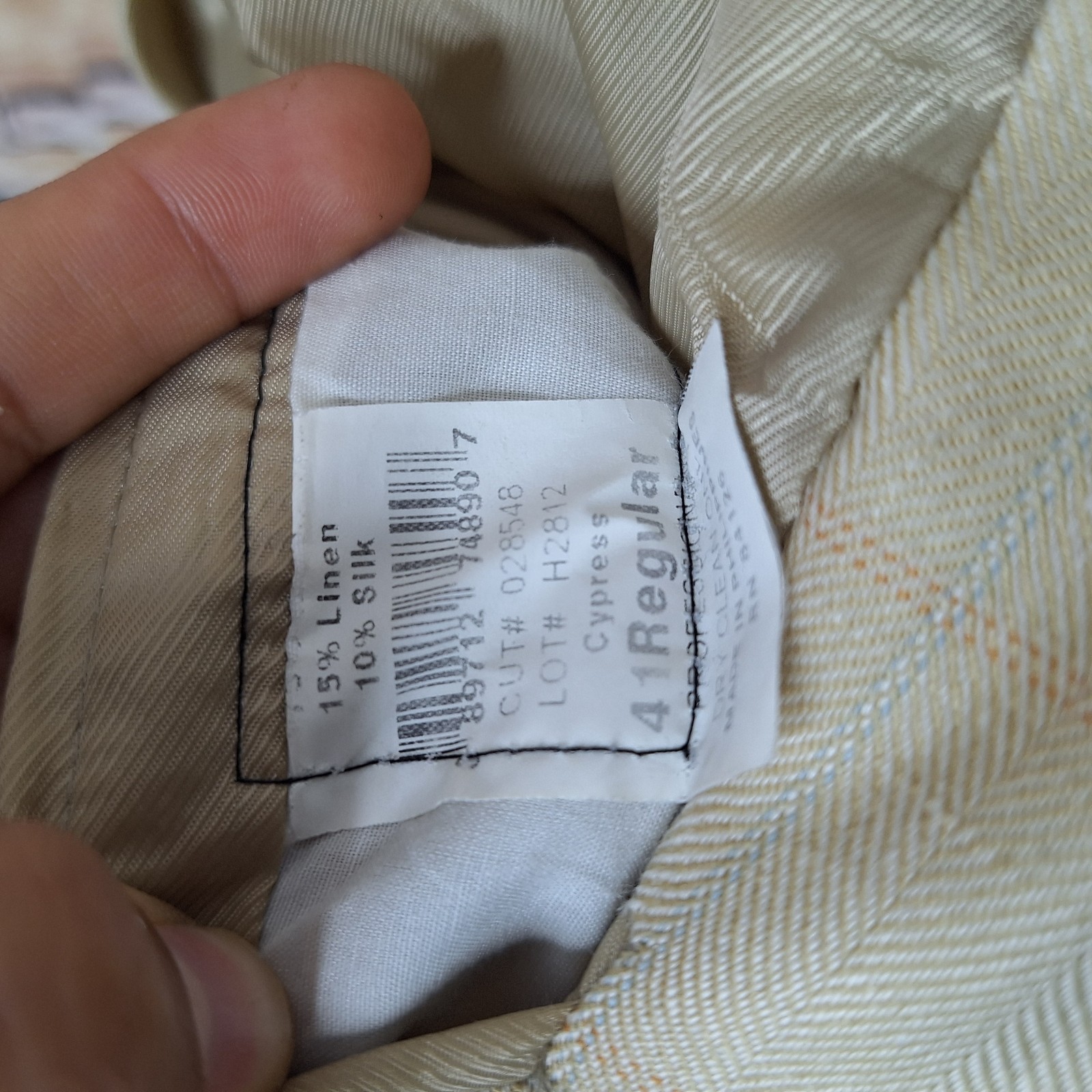 Haspel Sport Coat Jacket Mens 42R Light Beige Multicolor Windowpane SV