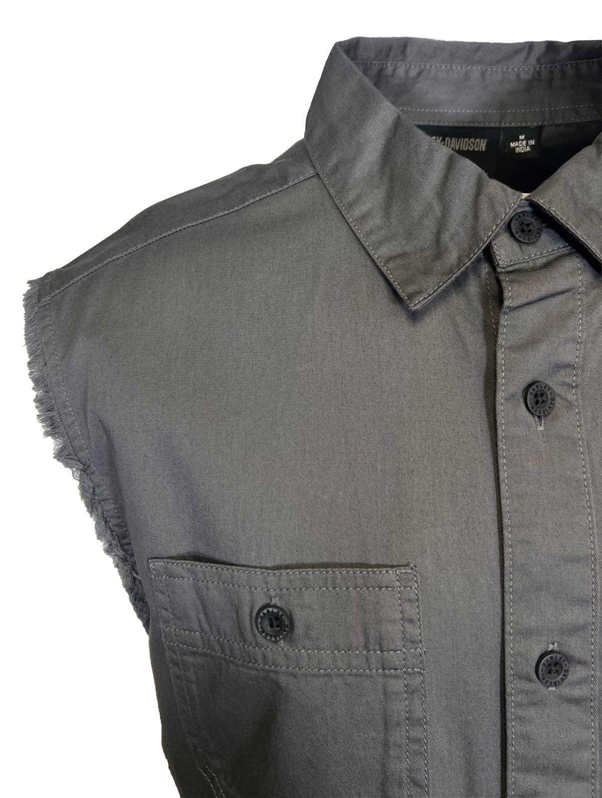 Harley-Davidson Men’s Dark Grey Vest Logo Patch Sleeveless Shirt (S68)