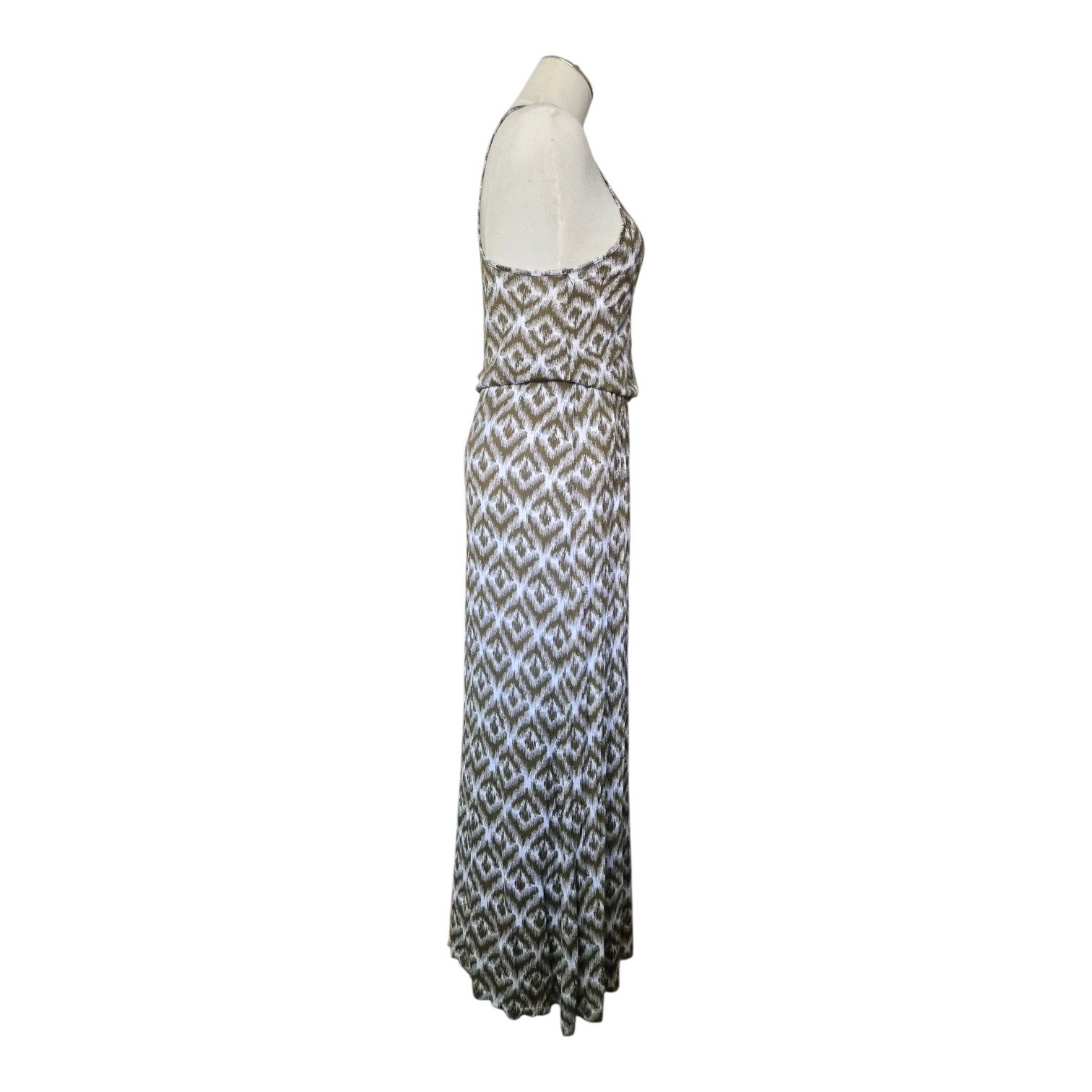 Michael Stars Maxi Dress Ikat Olive Green Racerback Sleeveless Stretch OS