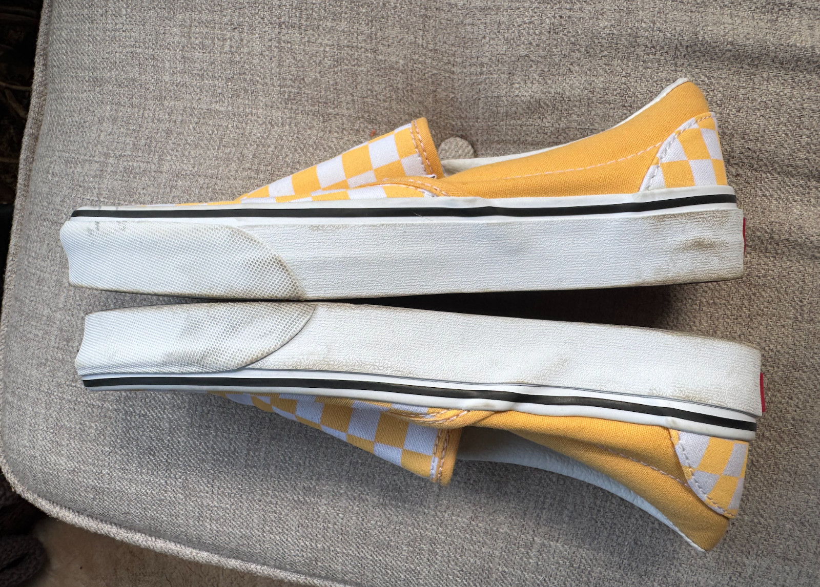 Vans Classic Slip On Checkerboard Yellow White Womens Size 8.5 Canvas Shoes