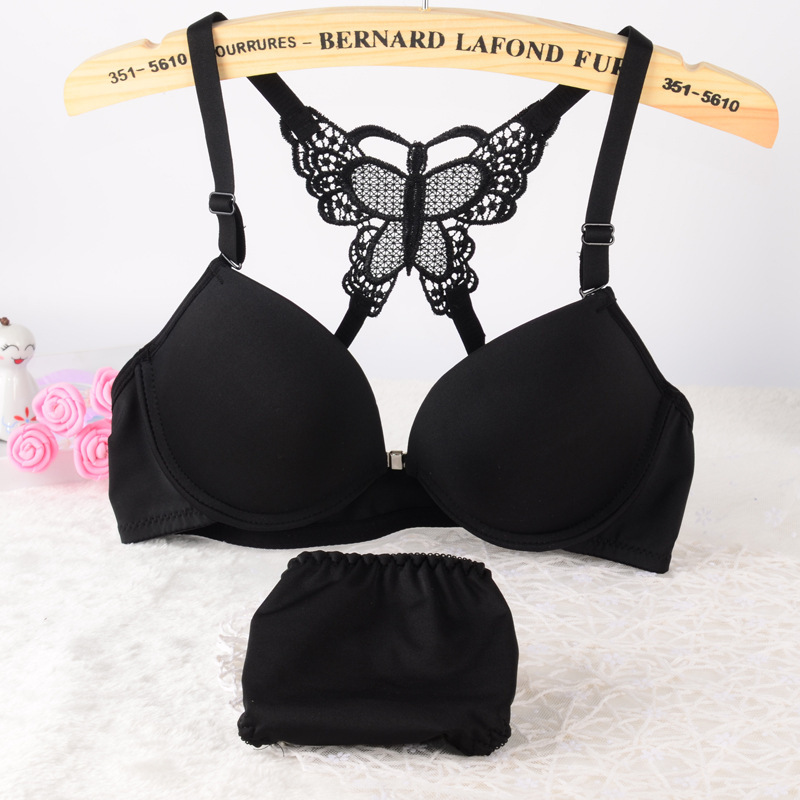 Sexy Racer Back Front Closure Bra Set Plunge Lingerie Size 32-38AB Bra + Panties