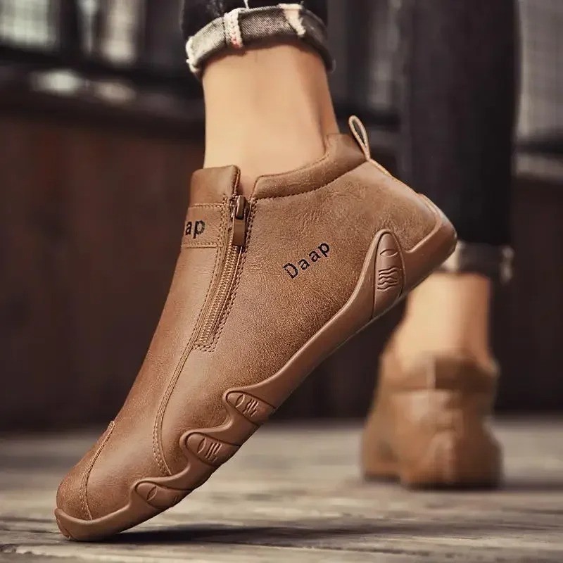 Men’s Casual Ankle Boots Slip On High Top Sneakers Lightweight Walking Shoes