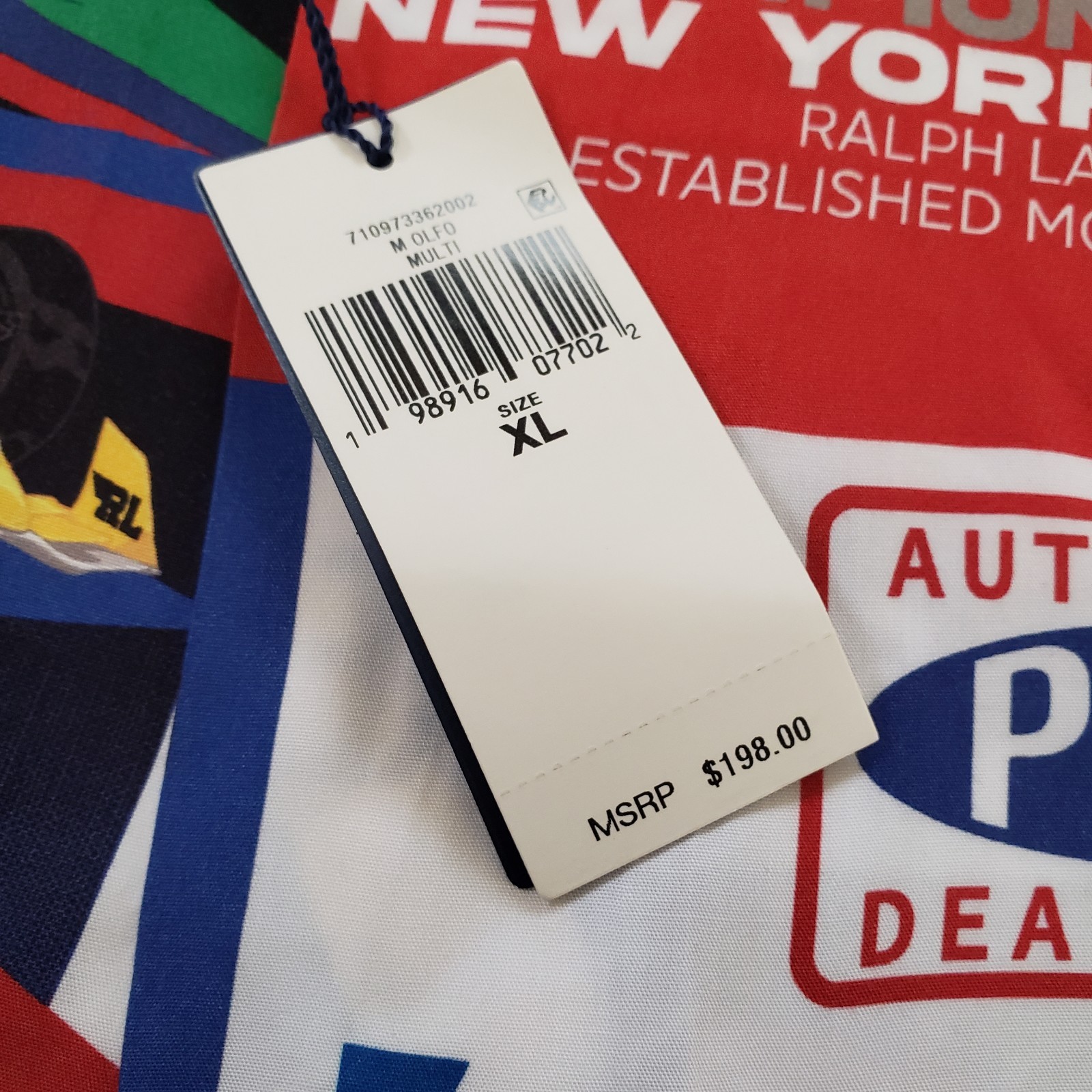 Polo Ralph Lauren Formula Racing Sz XL Classic Fit Prix Poster Woven Camp Shirt