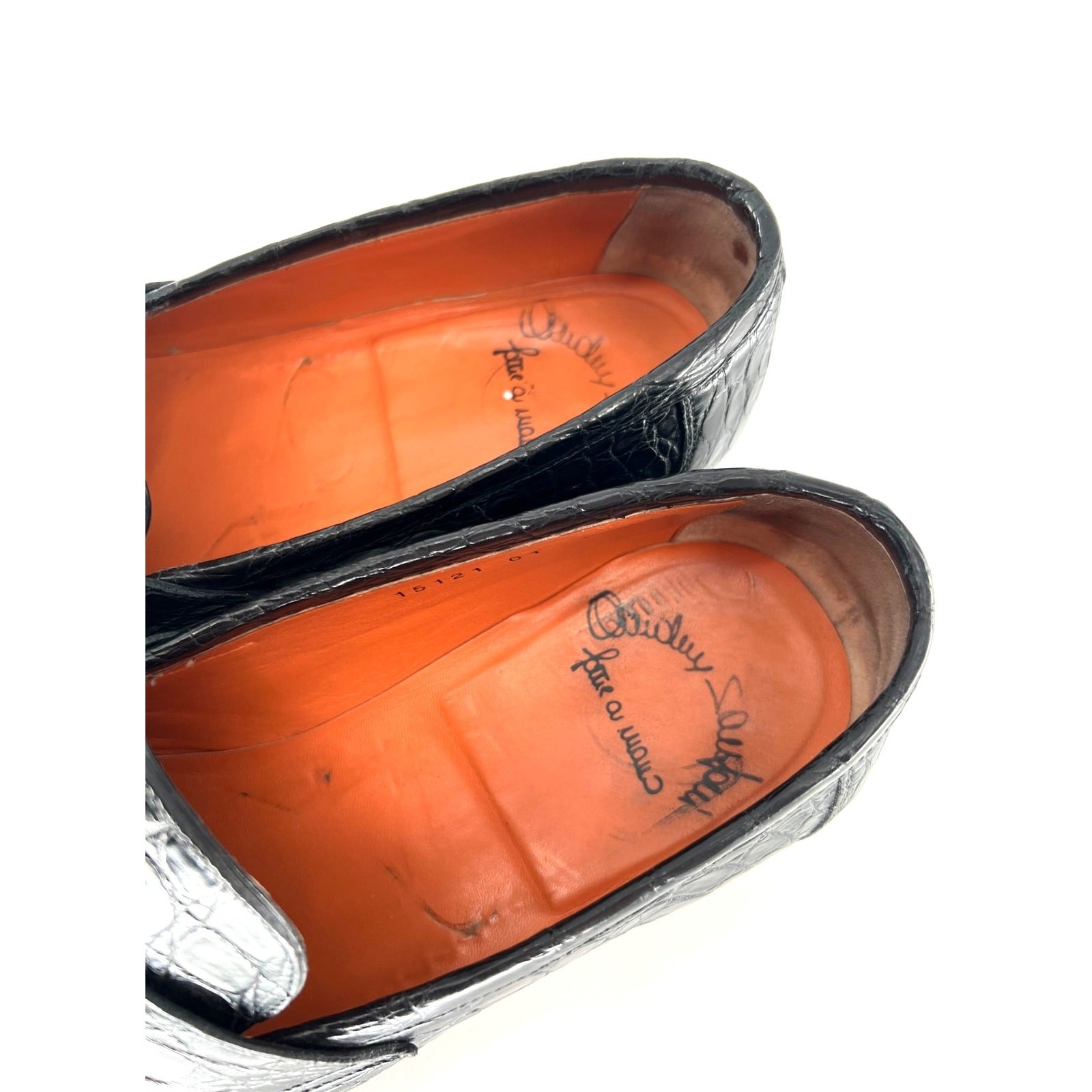 Santoni Fatte a Mano Duke Loafers in Black Alligator – 11.5