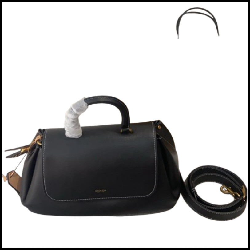 COACH CCC39 Slouchy Rogue Top Handle Bag 39 Natural Grain Leather Black Outlet