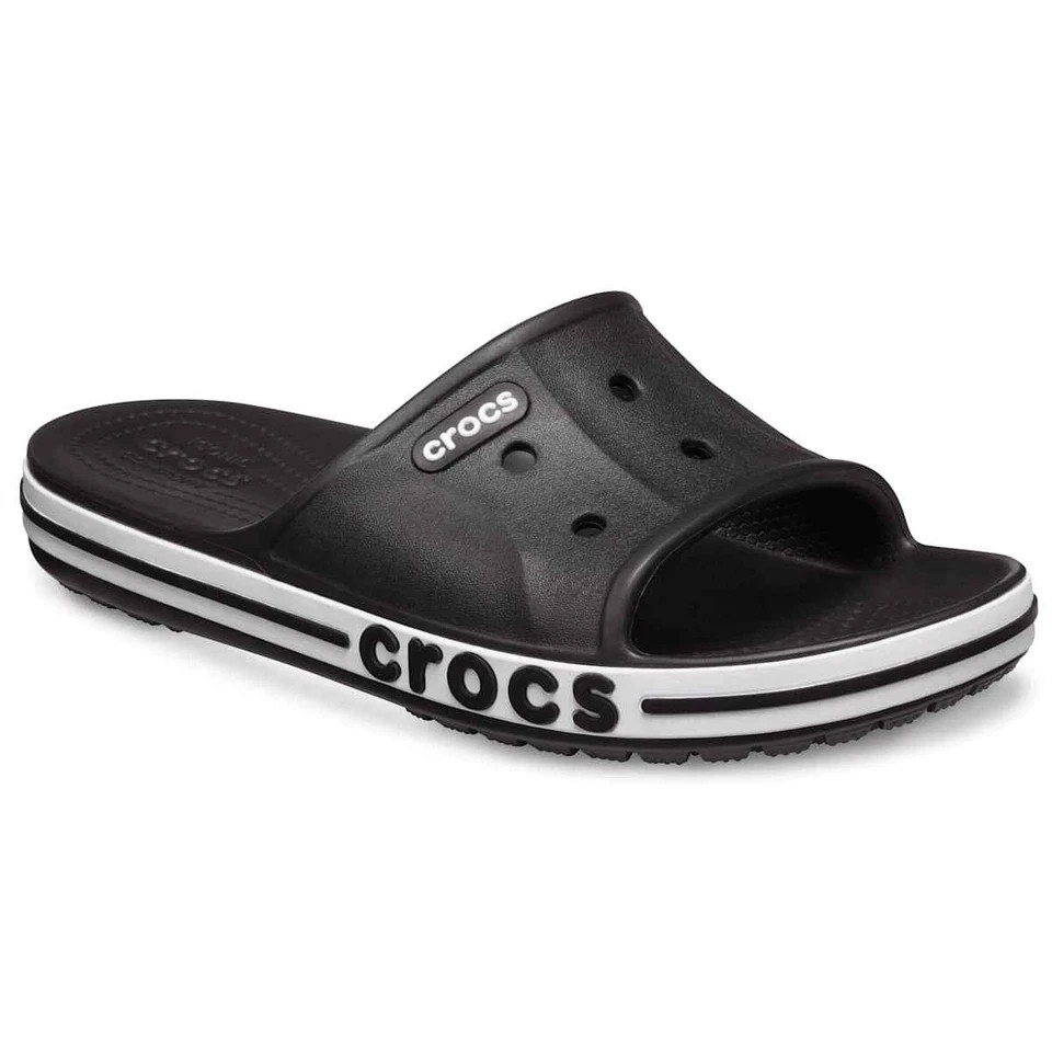 Crocs Adult Bayaband Slide Sandals Black/White Women’s 6 NWT