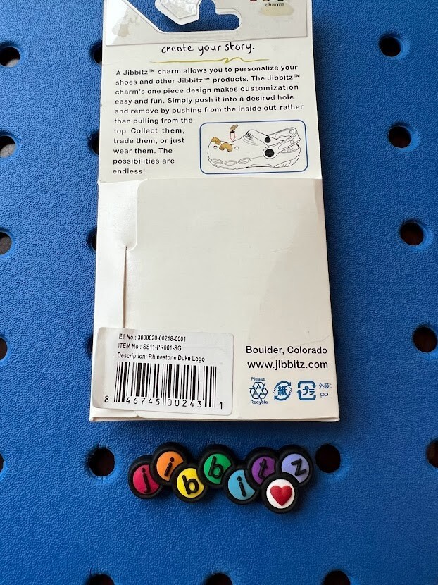 Rhinestone Duke Logo Authentic Jibbitz Shoe Charm for Crocs. Rare! New w/ Tags!