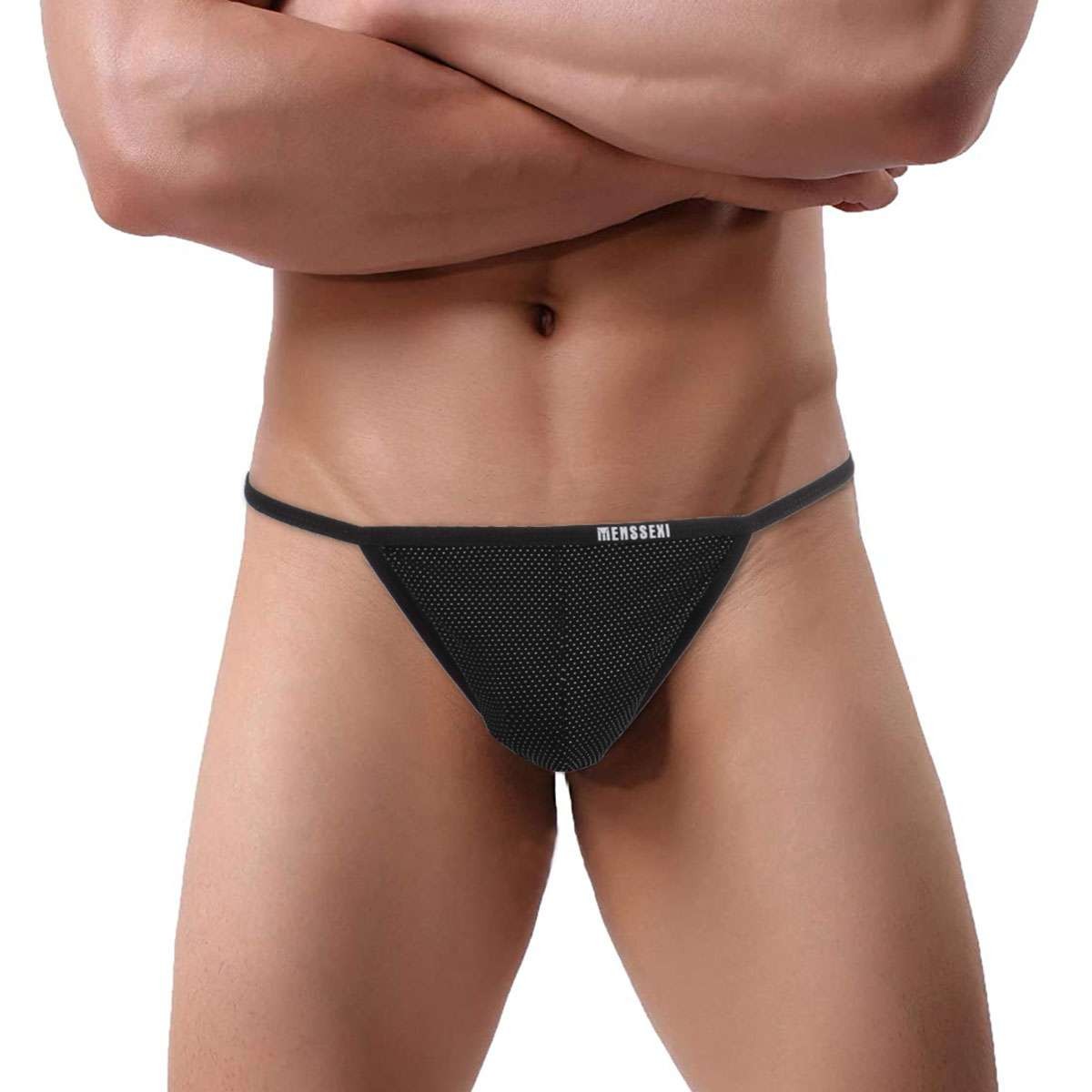 1-3PCS Mens Sexy T-Back G-string Thong Bikini Underwear Mesh Sheer Pouch Thongs