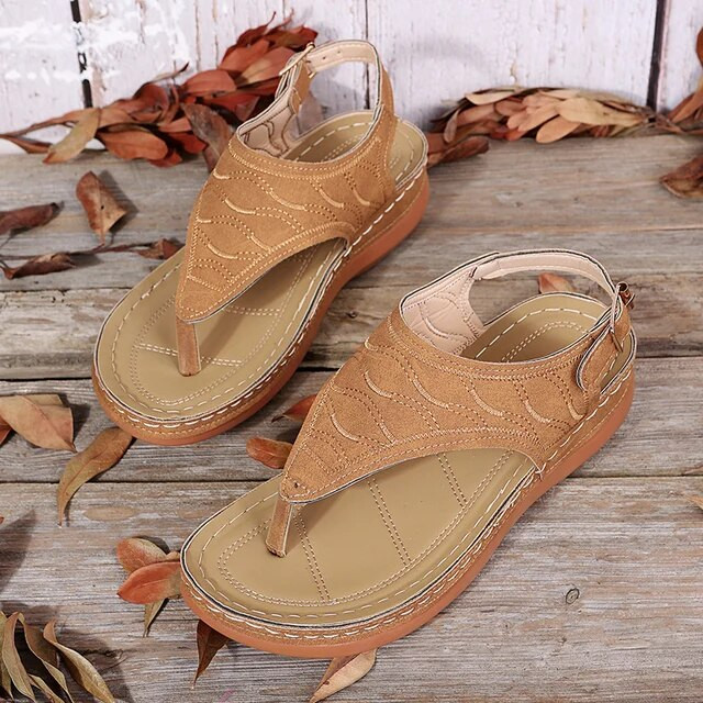 Low-Wedge Women Orthopedic Sandals Casual Flat Shoes Flip Flops Ladies Anti-Slip