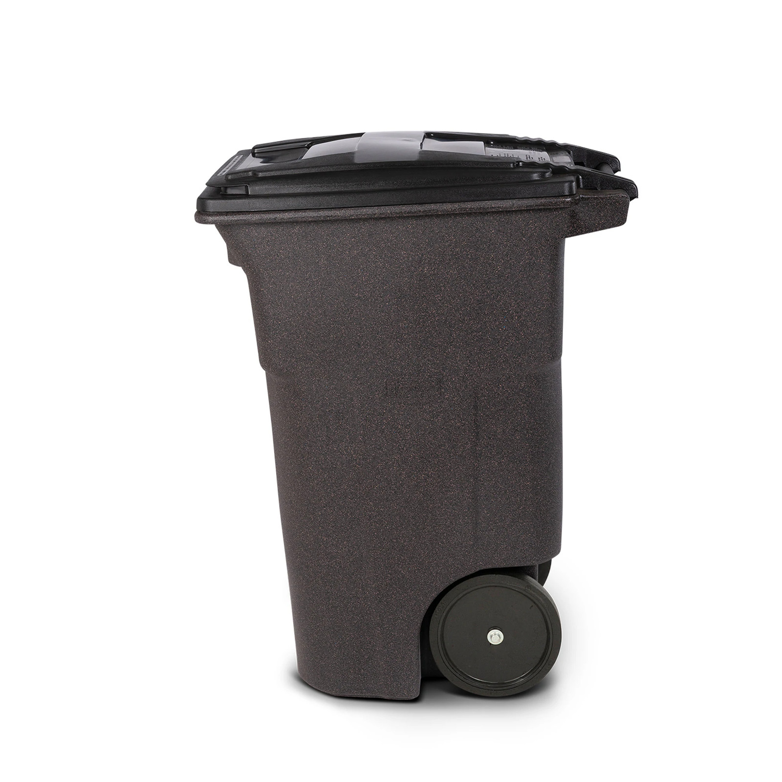 Toter 64 Gallon Brownstone Plastic Wheeled Hinged Lid Trash Can|12336