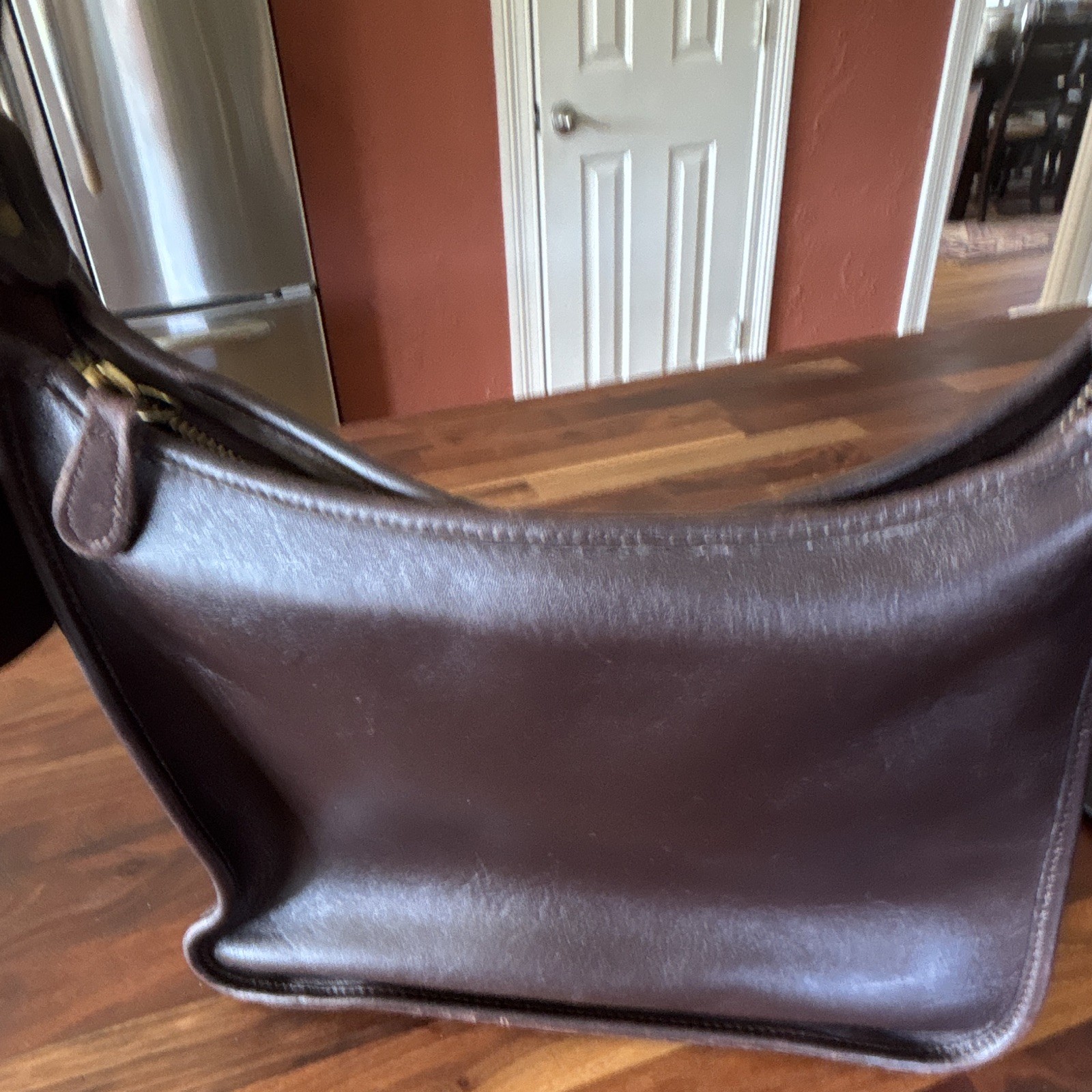 Vintage Coach Legacy Brown Shoulder Bag Zip Top Adjustable Strap Gold 9966