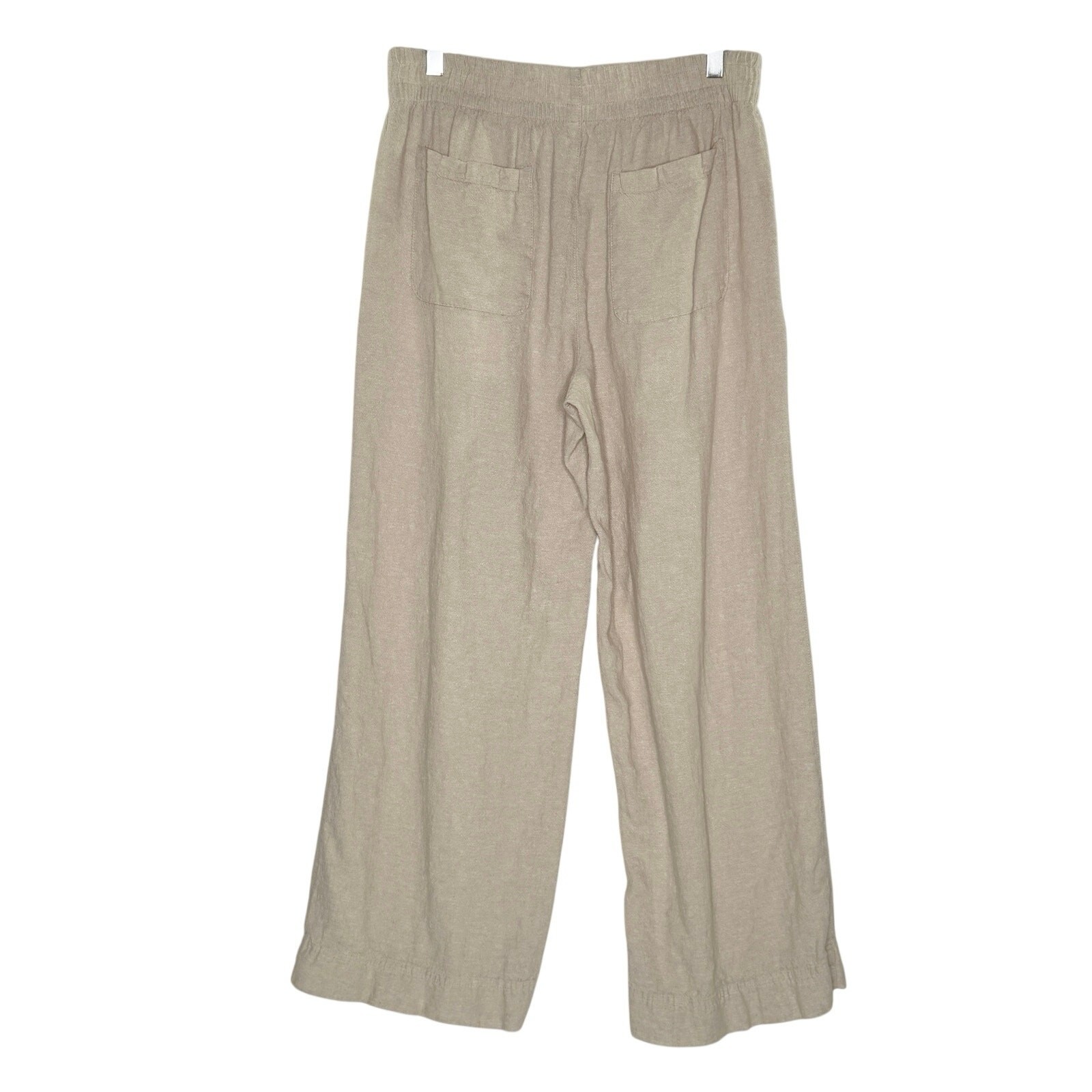 Old Navy High Rise Wide Leg Linen Blend Pants M Natural Pull On Breathable