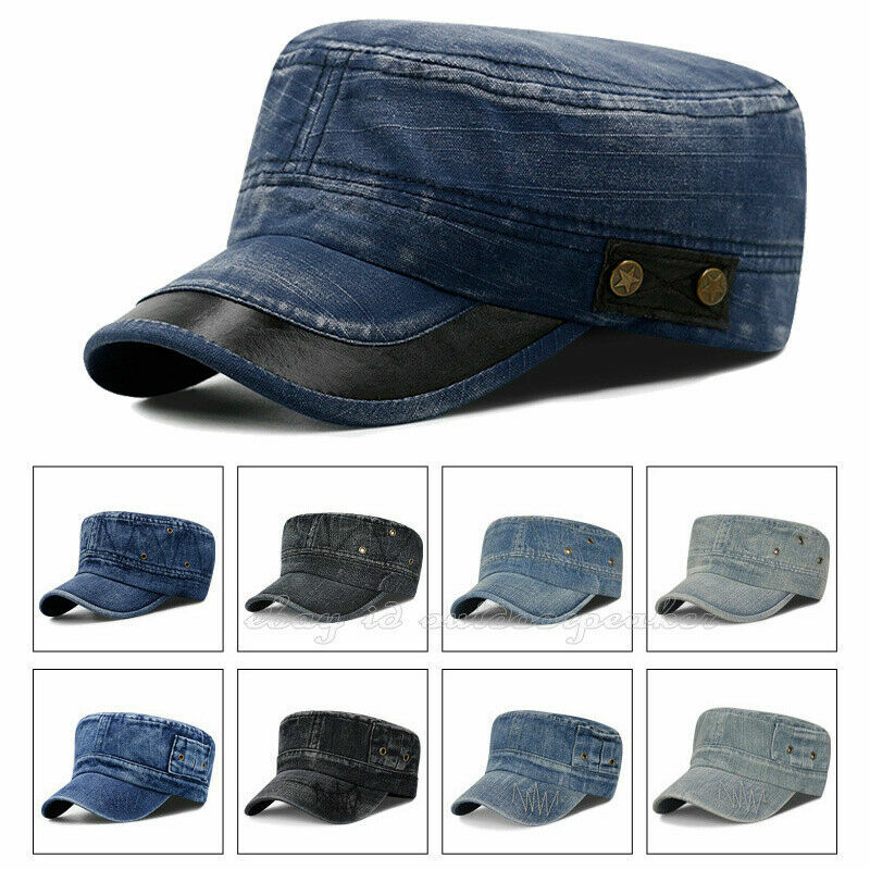 Men Women Denim Flat Cap Golf Visor Baseball Hat Army Sports Cap Sunproof Hat