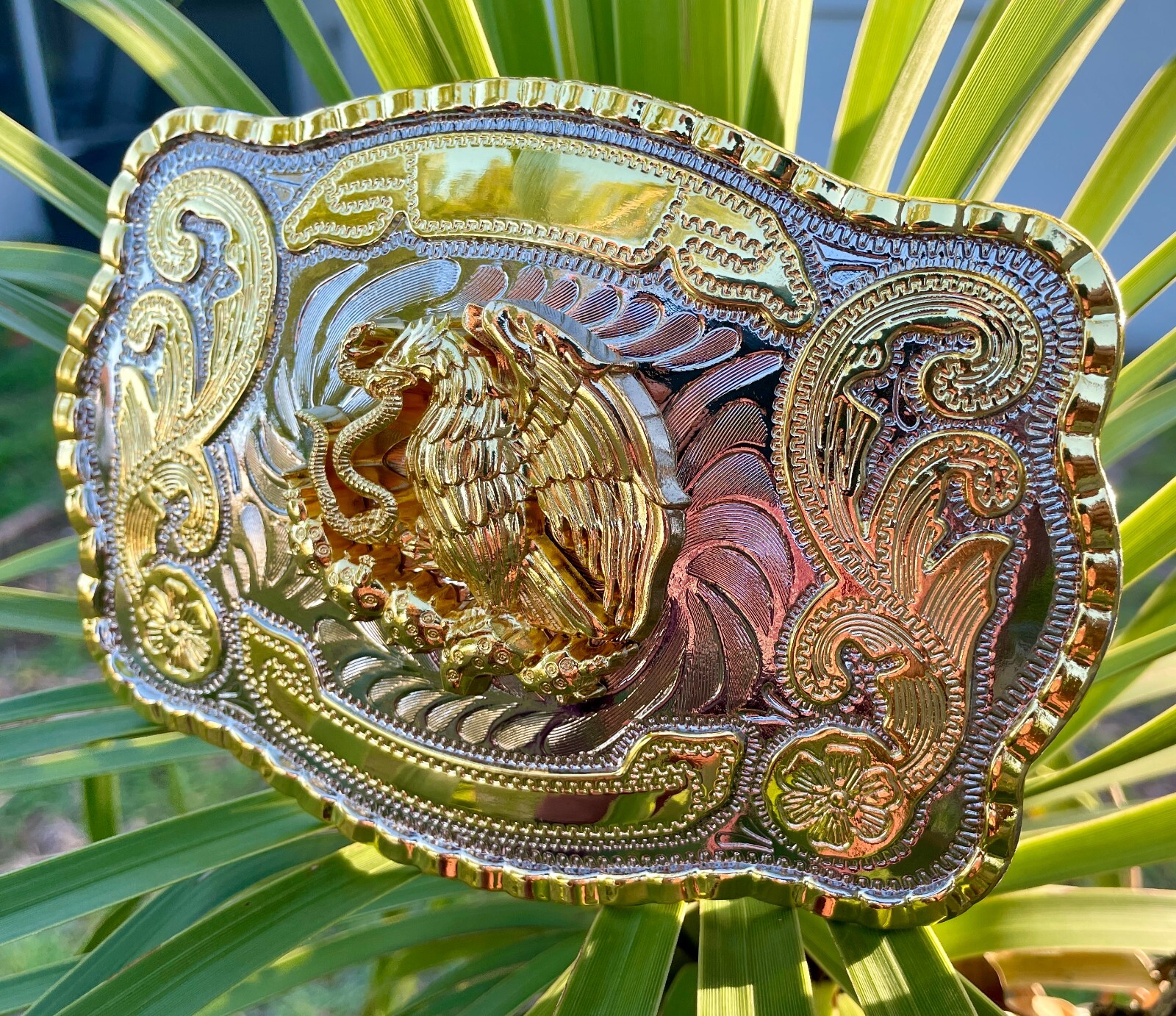 Large Mexican Emblem Western Belt Buckle, Hebilla Mexicana