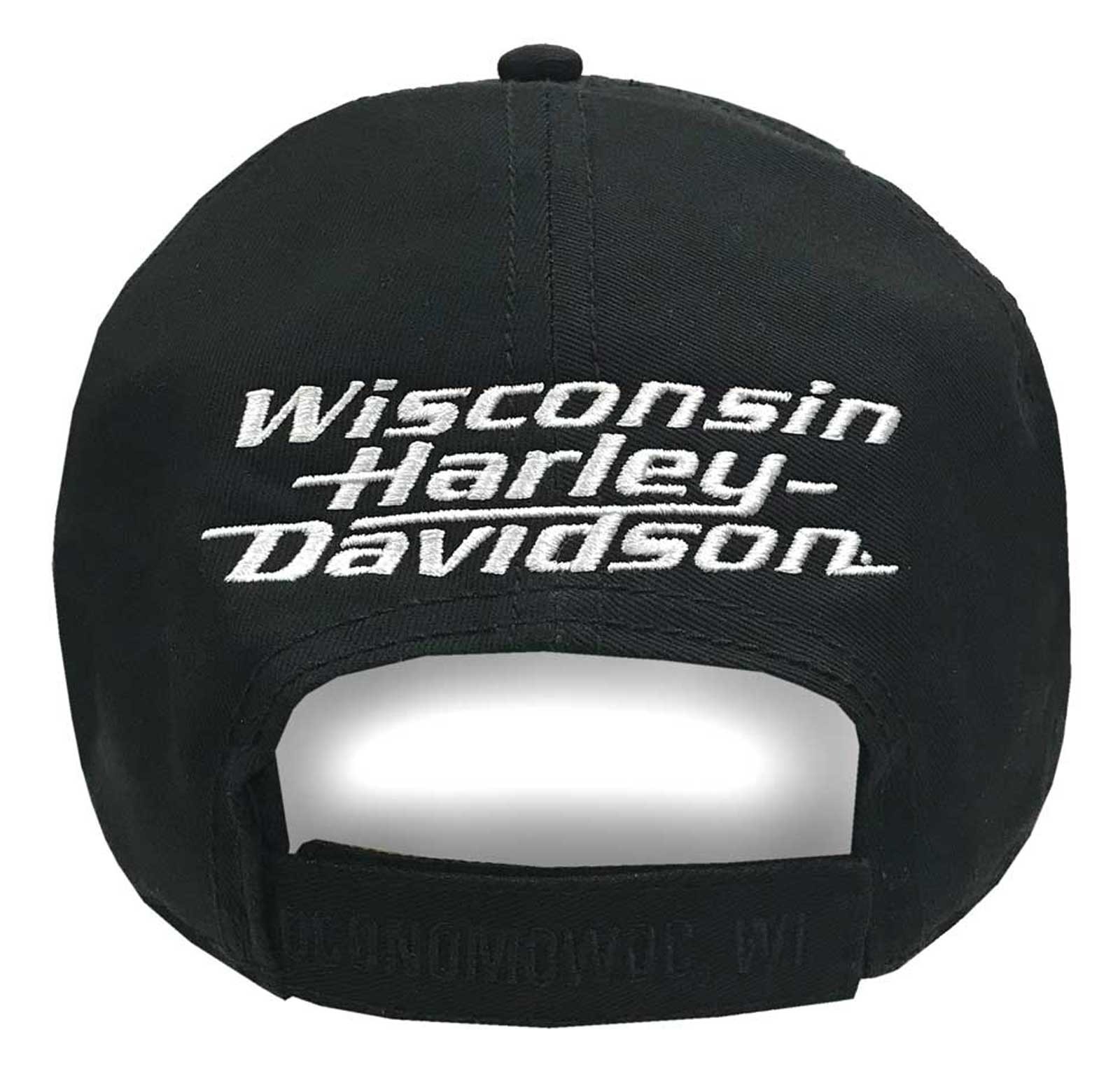 Harley-Davidson Men’s Embroidered H-D Curved Bill Adjustable Baseball Cap- Black
