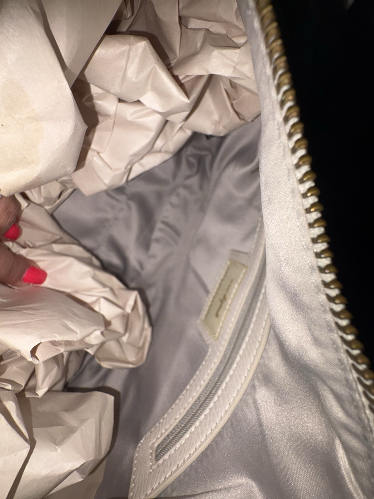 Anthropologie Urban Originals Ivory Crescent Shoulder Bag Zip, Detachable Strap