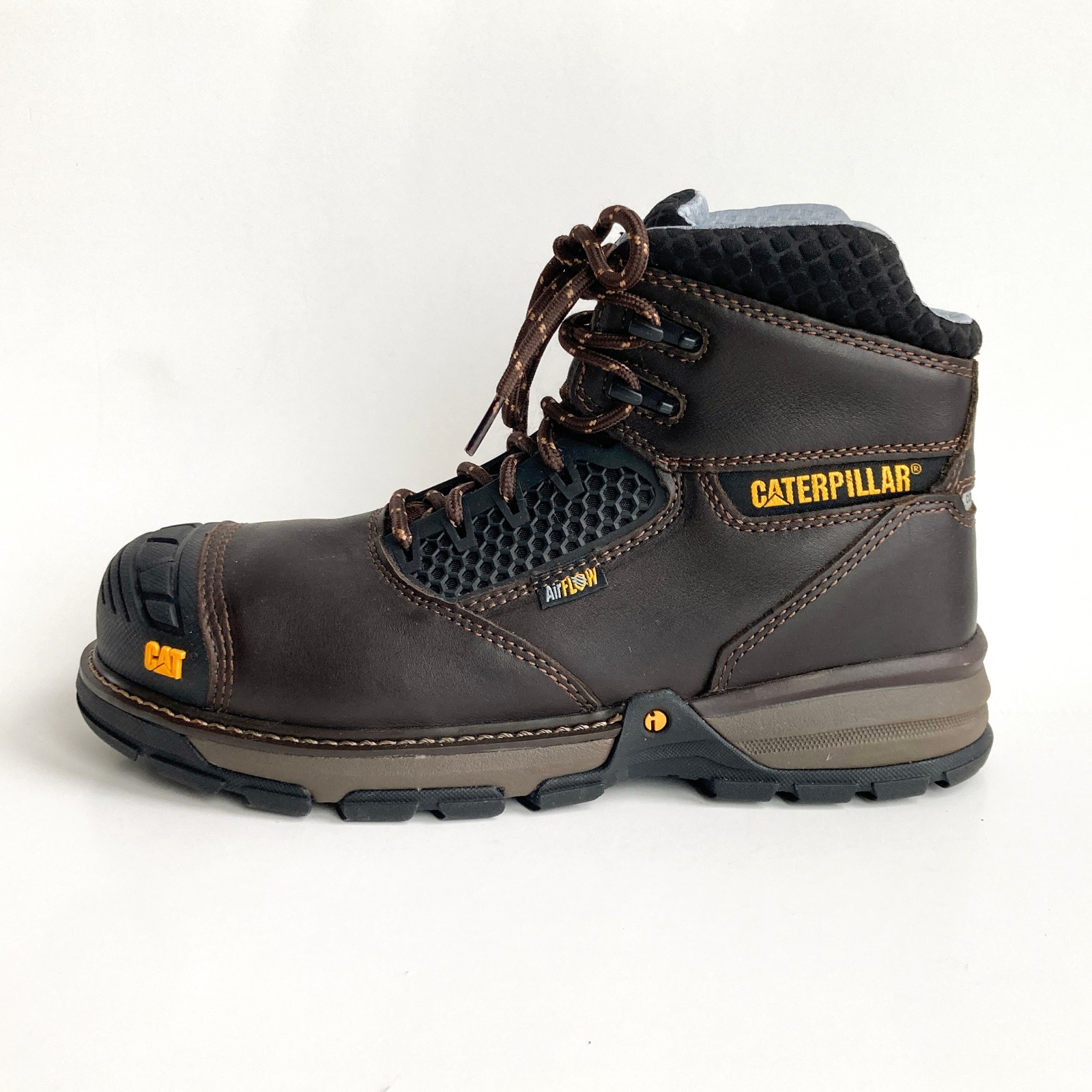 Caterpillar Excavator Boots sz 9 WIDE Dk Brown P91340 Slip Resistant *NWOB*