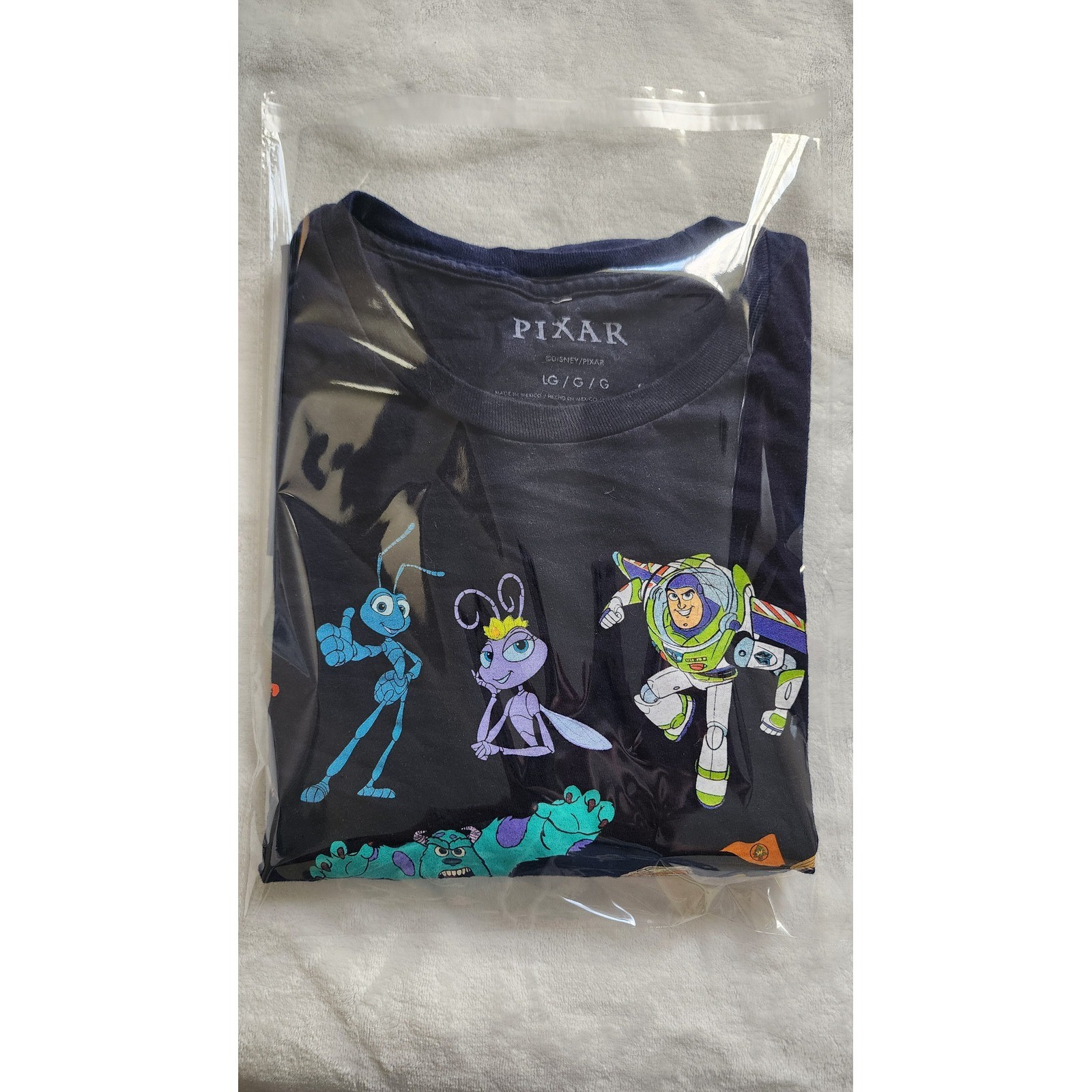 Disney Pixar Kids Navy Blue Character Collage Graphic T-Shirt LG Toy Story Up