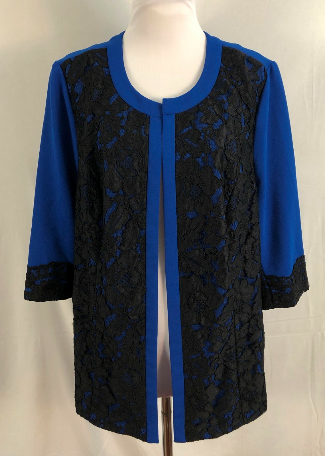 Catherines Womens Open Top Royal Blue Black Lace Polyester Spandex 0X 14 16W