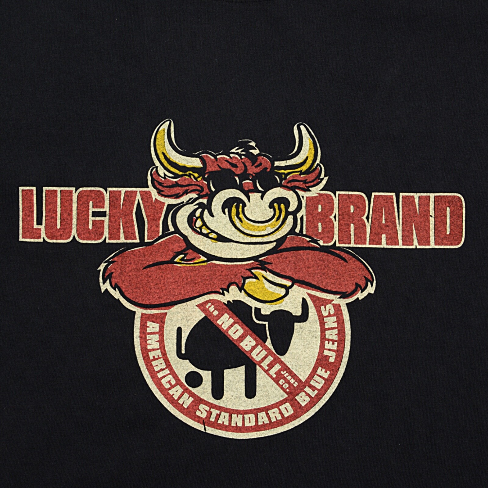 VTG LUCKY BRAND “The No Bull Jeans Co Fine Quality Knit-Wear” T-Shirt Medium Y2k