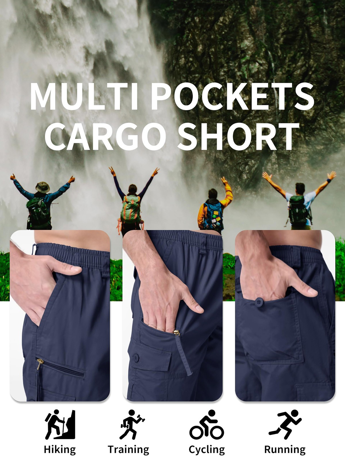 Men’s Capri Shorts Long Cargo Shorts Below Knee Shorts 3/4 Cotton Casual Shorts