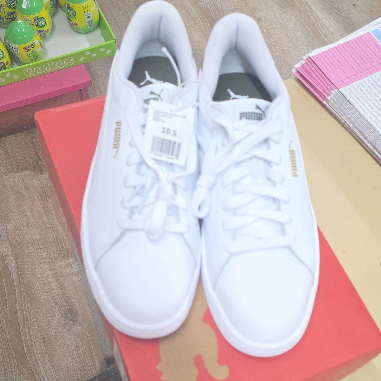 PUMA Ace Court Men’s Leather Sneaker White Lace-Up US 10.5 EU 44