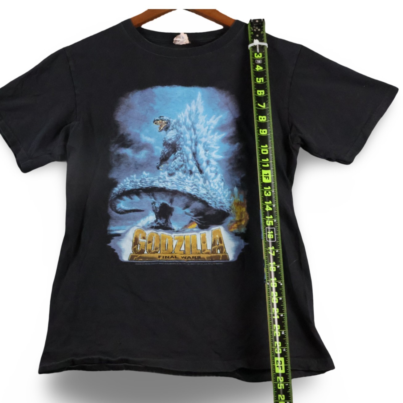 Godzilla Final Wars 2004 Movie Promo Anvil Black Graphic T-Shirt Mens Small Flaw