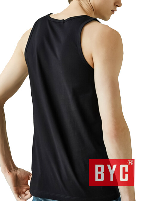 BYC Men’s Black 100% Cotton Undershirts Tank Top A Shirts Pack of 12 MT01BK