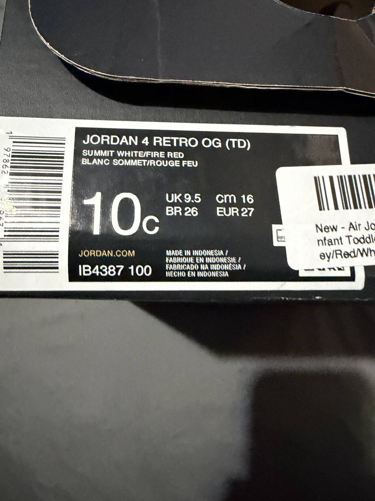 Jordan 4 Retro OG (TD) Size 10C IB4387-100