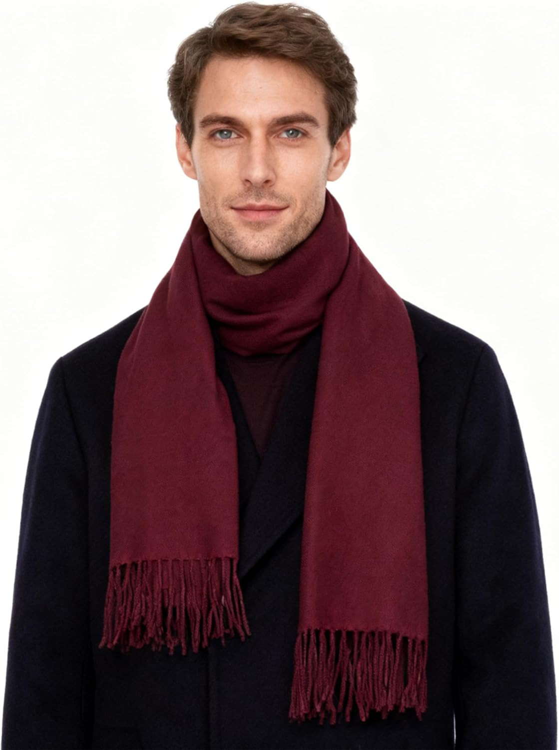 Winter Scarf for Men Women – Soft Warm Cashmere Feel Scarves Medium Brugundy