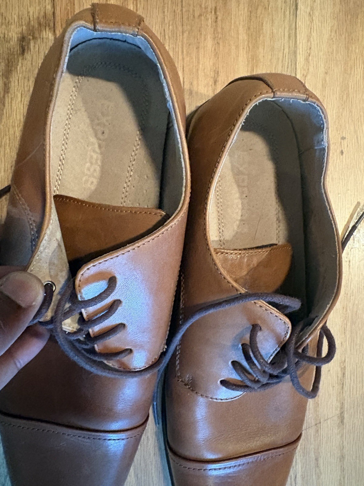 Express Men’s Brown Leather Cap Toe Lace-Up Oxford Dress Shoes US 10