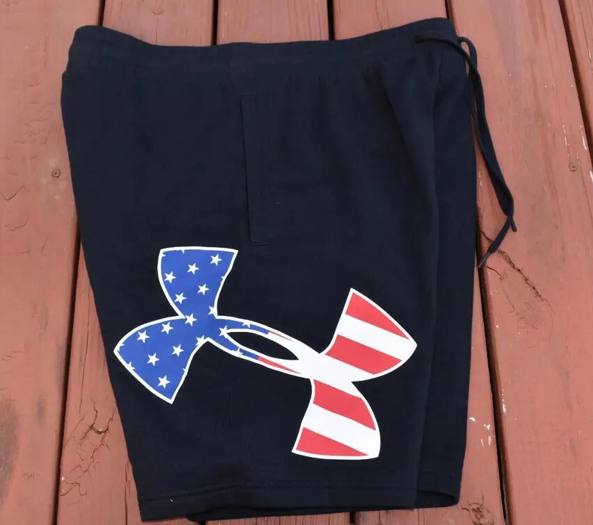 Under Armour Men’s Freedom Rival Big Logo AMERICAN FLAG Shorts NWT