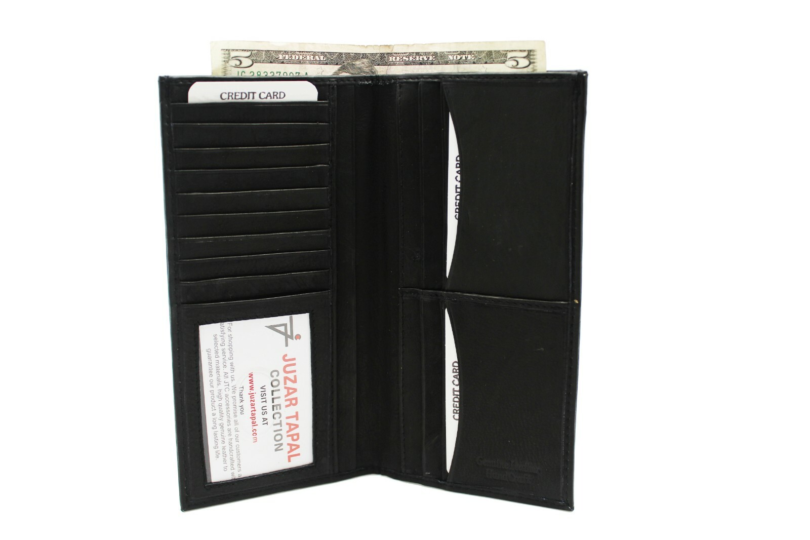 Genuine Leather Checkbook Bi-fold Wallet for Men 16 card for Him & Her Bill slot