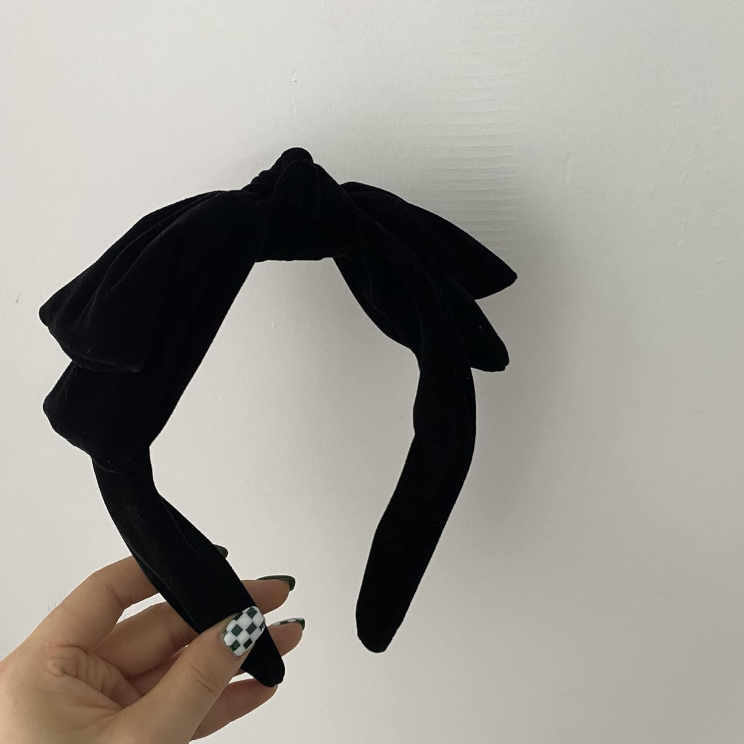 Dainty Black Velvet Knot Bow Turban Wide Headbands Yoga Thick Headbands Wide Hai
