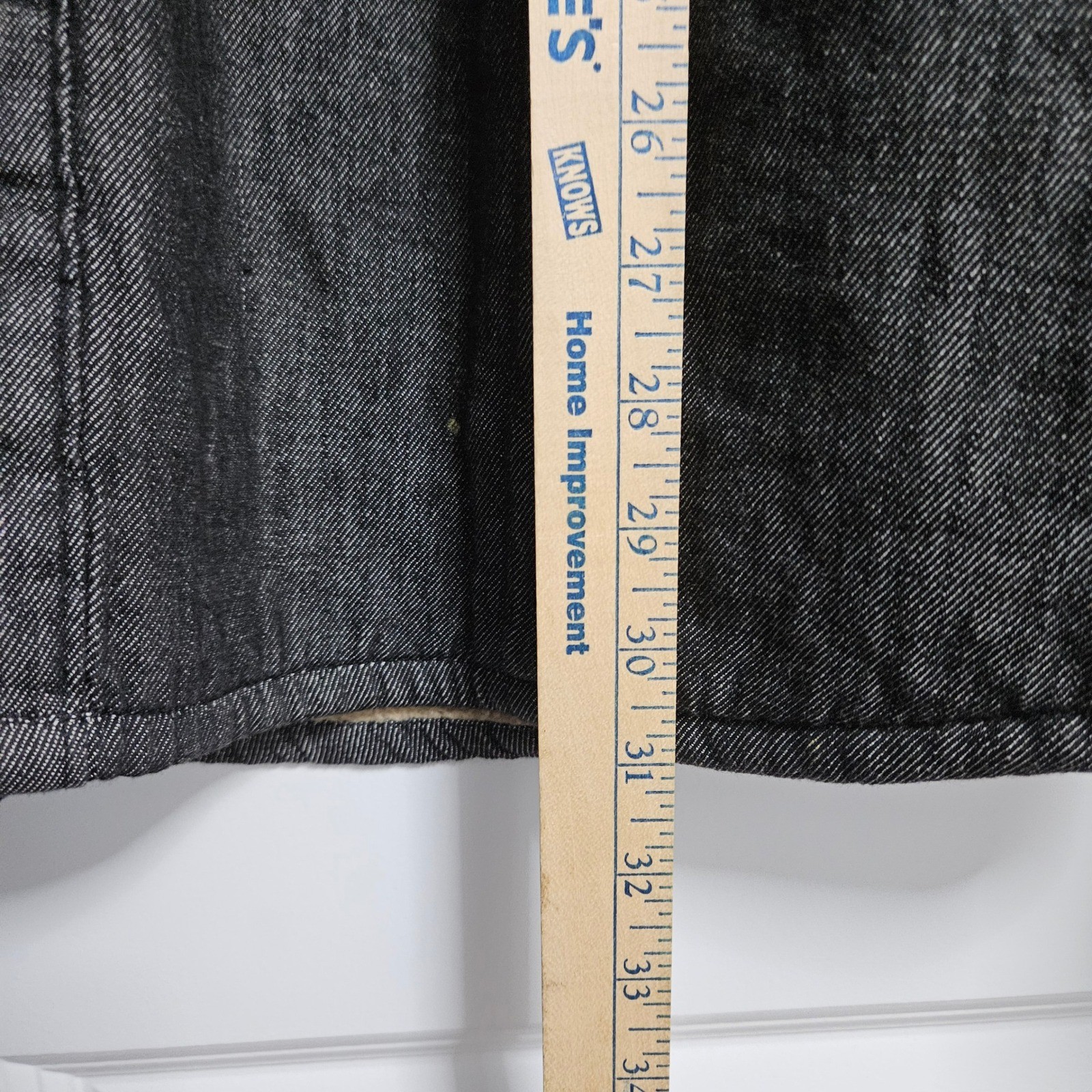 Wrangler Shirt Jacket Mens L Black Denim Sherpa Lined Workwear Western Rugged