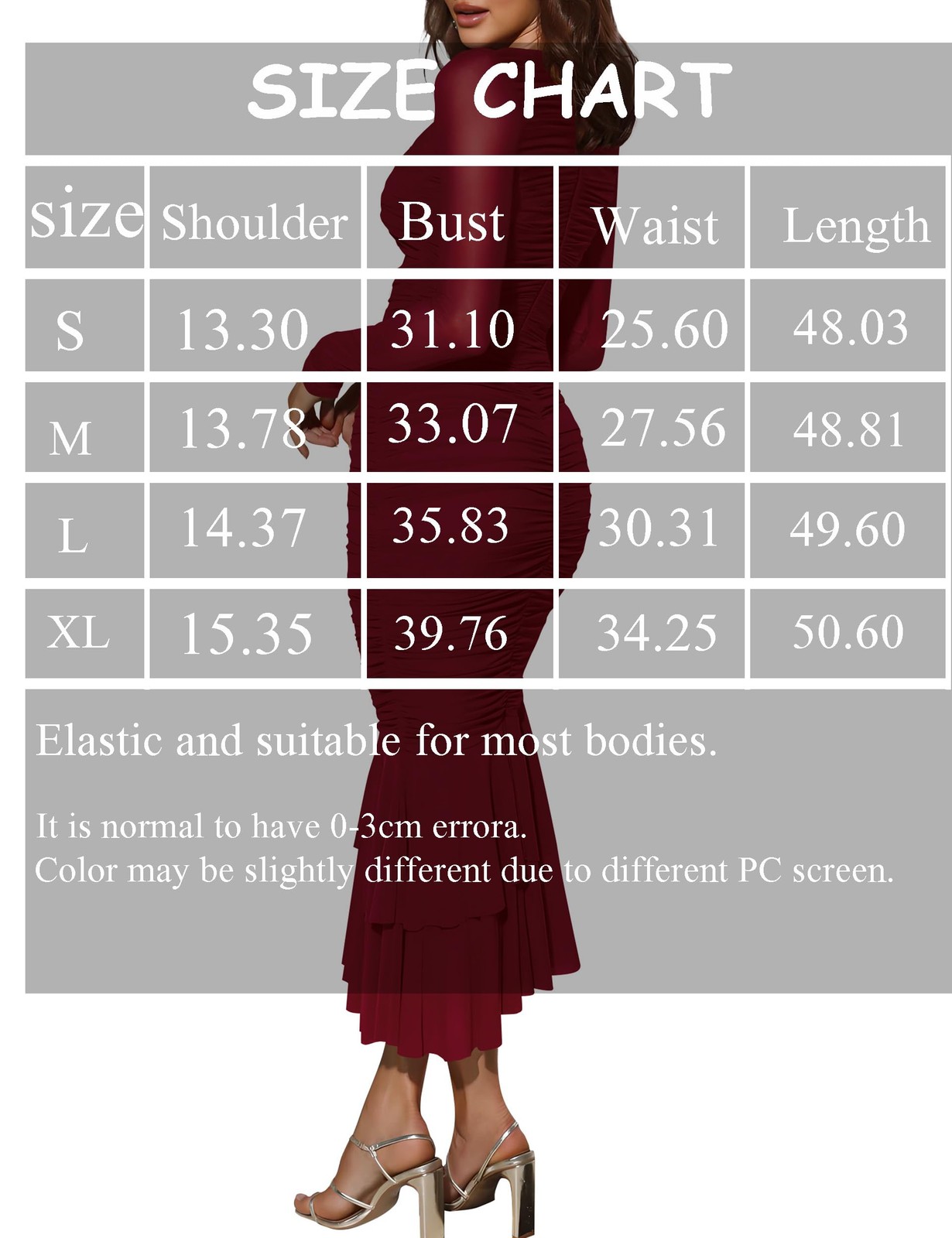 Atizon Evening Dress X-Large Wine Red Ruched Bodycon Mermaid Maxi 100% Polyester