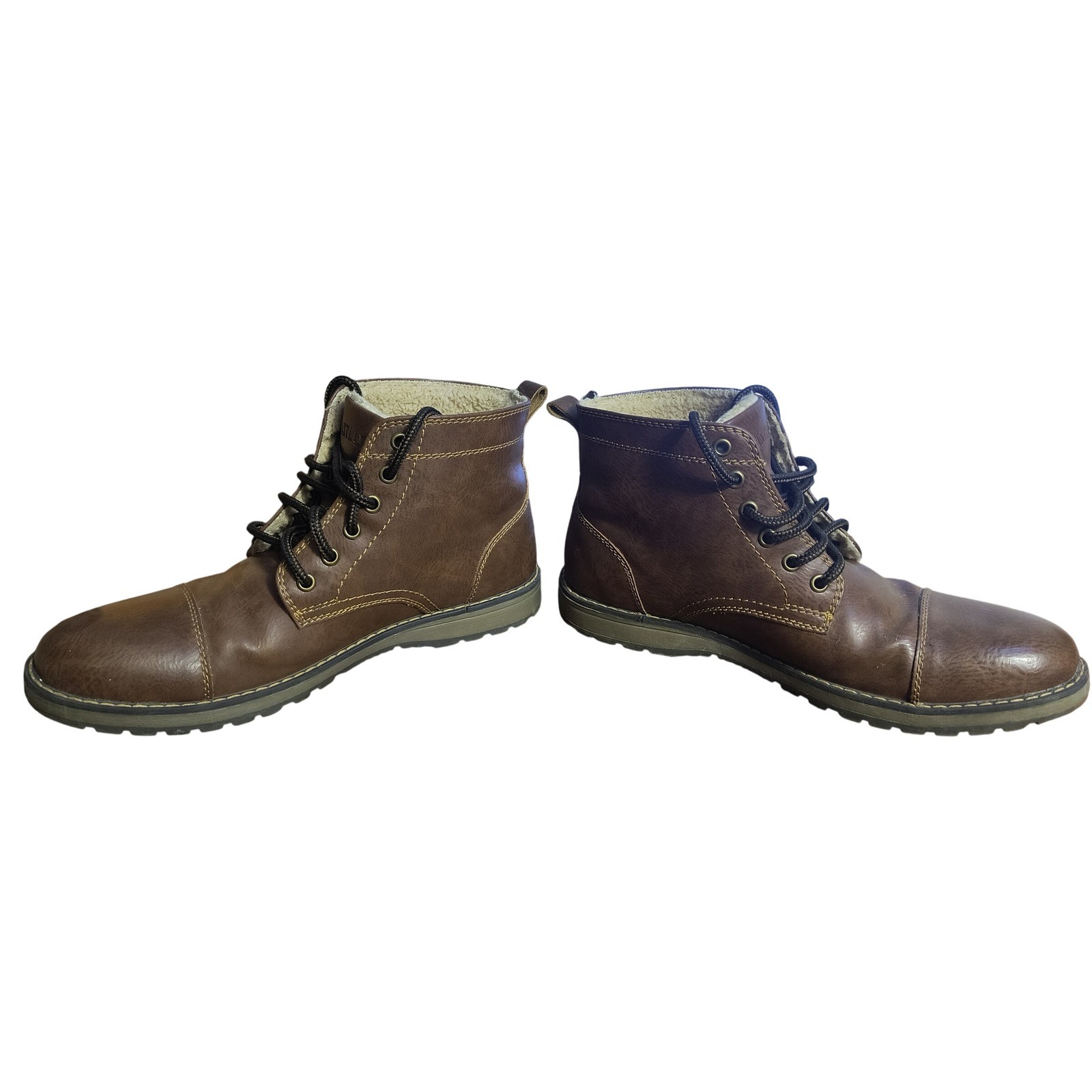 Eastland Mens Brown Leather Ankle Boots Lace Up Round Toe Warm Casual Shoes