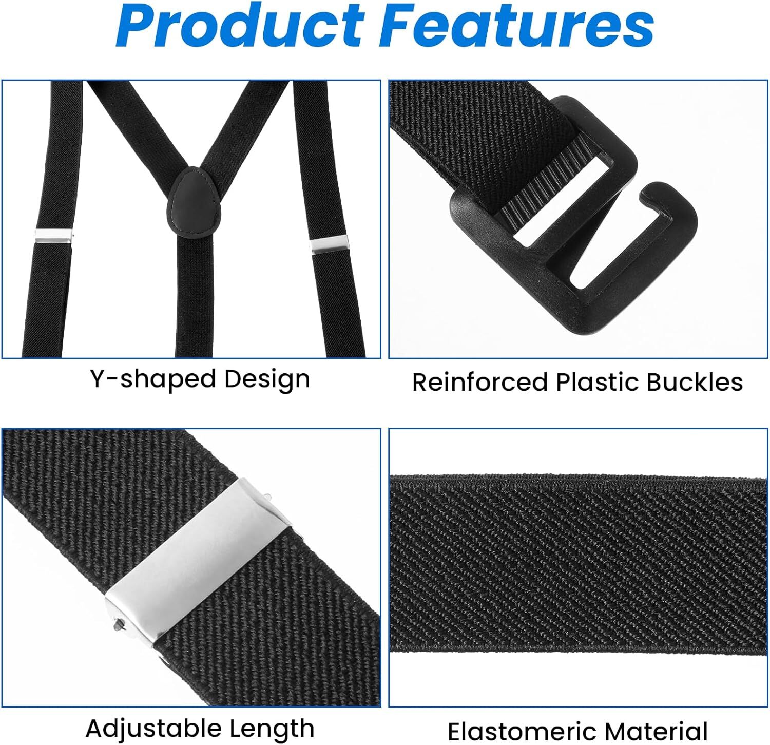 1 Pcs Mens Suspenders Big and Tall Suspenders for Men, Black Suspender…