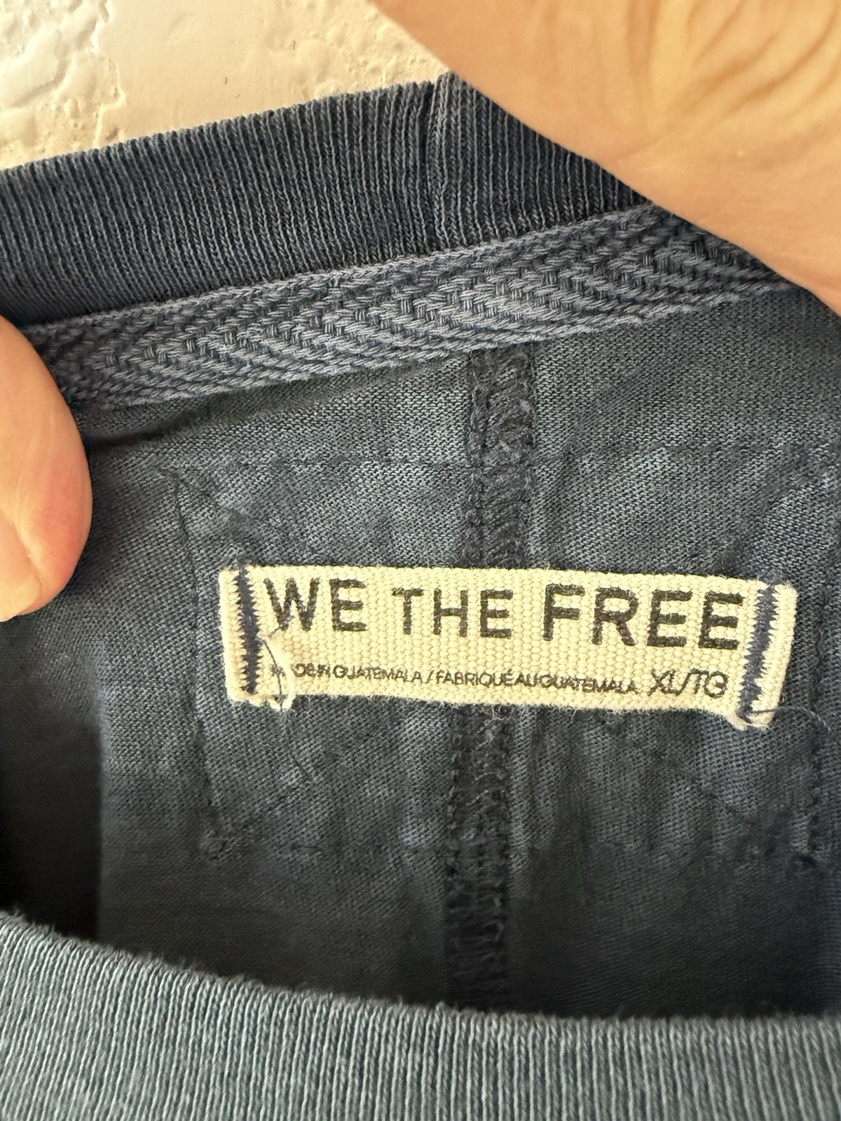 Free People Oversized Distressed Dark Blue T-Shirt