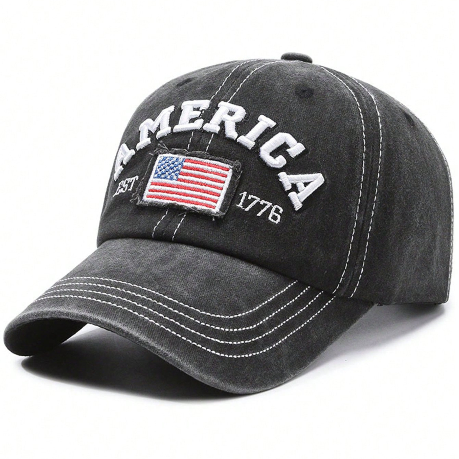 USA America EST 1776 3D Embroidered Flag Baseball Cap Patriotic Hat Unisex