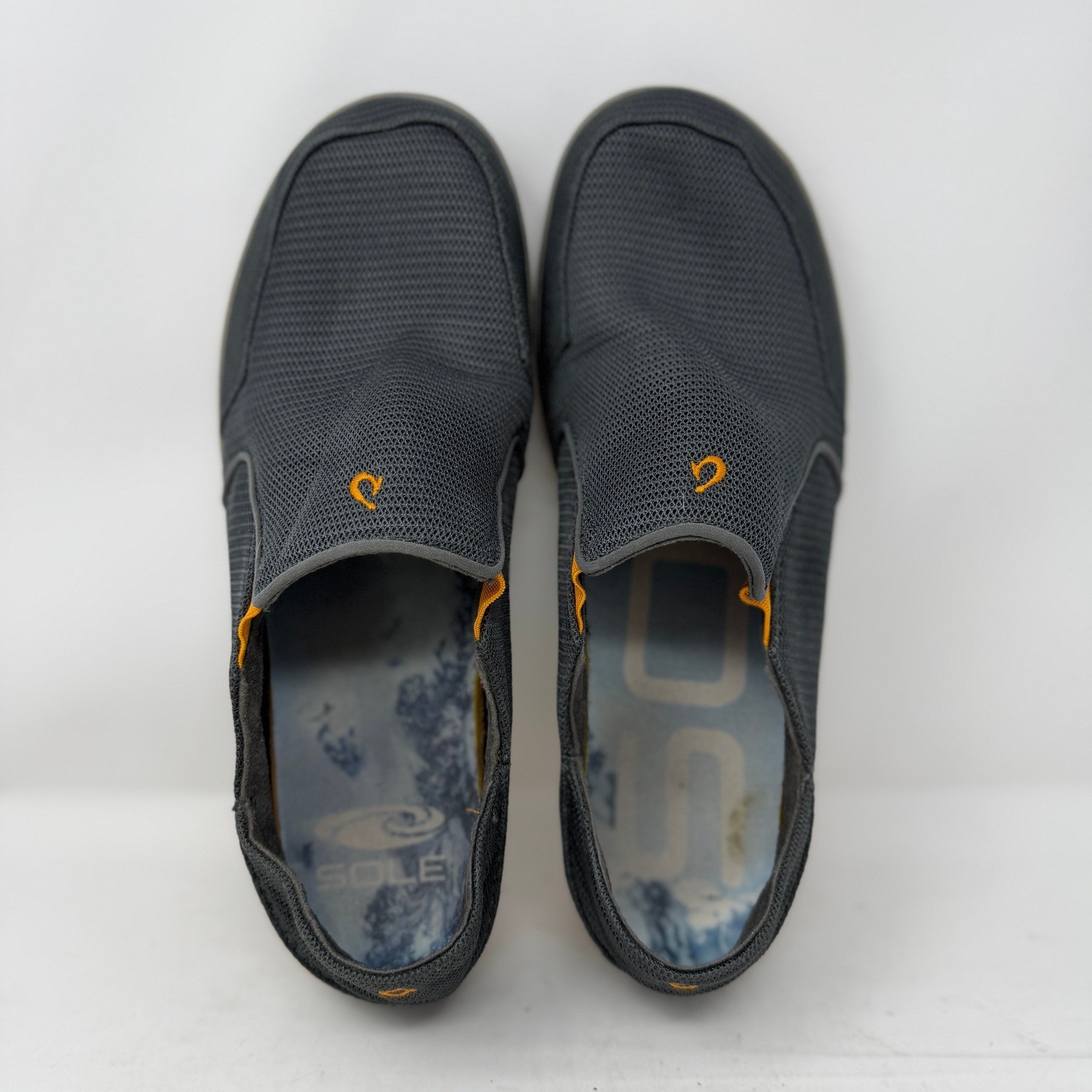 OluKai Nohea Mesh Mens Slip On Shoes Charcoal Grey Orange Loafers