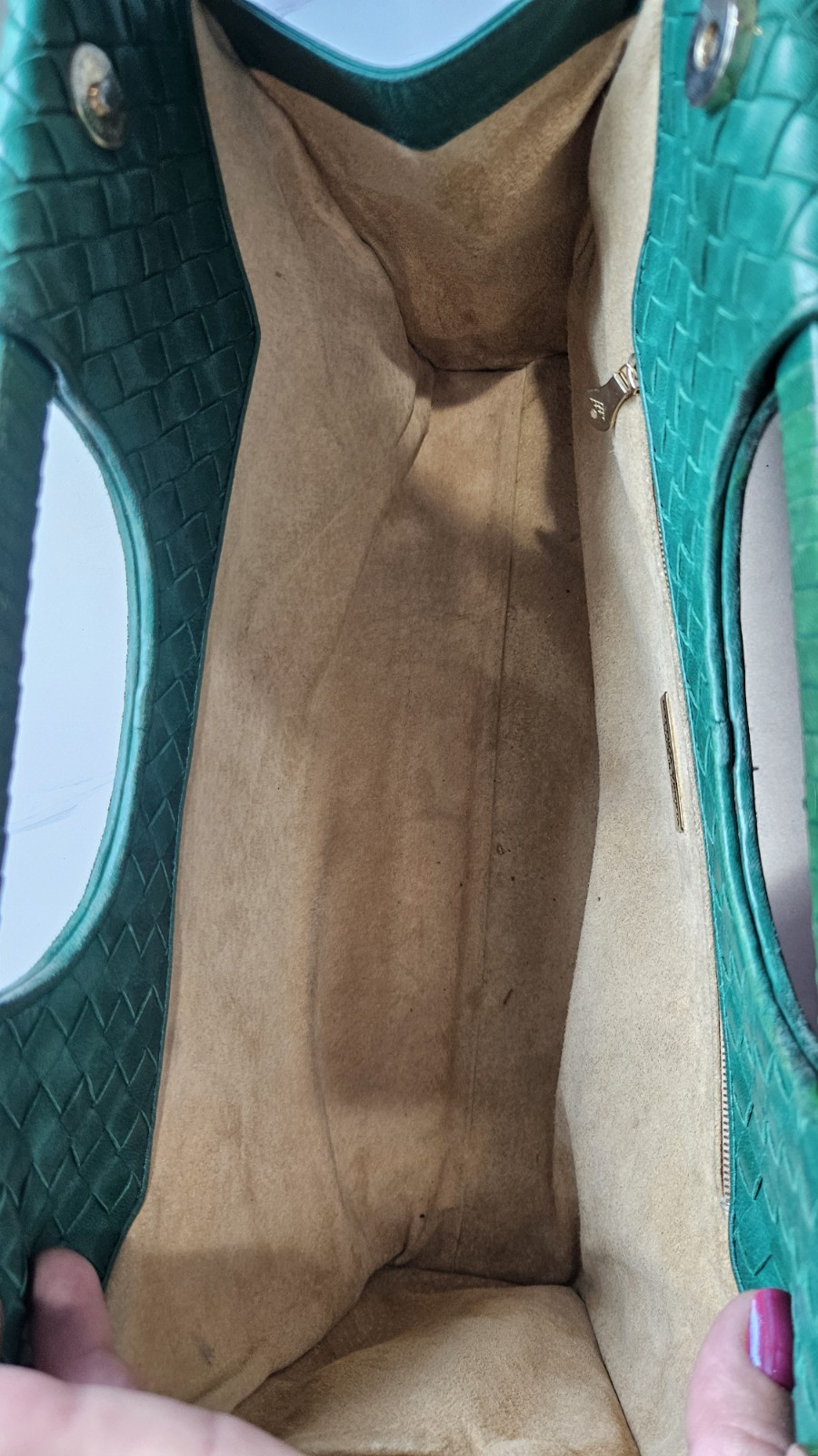 Vintage 90s Bottega Veneta Green Intrecciato Nappa Frame Bag