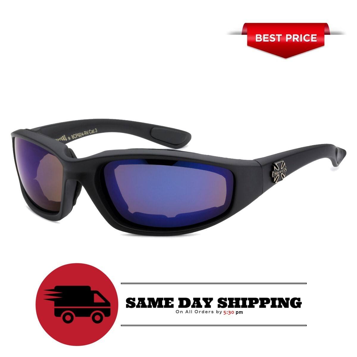 1/3 Pair Motorcycle Sports Biker Riding Glasses Padded Wind Resistant Sunglasses