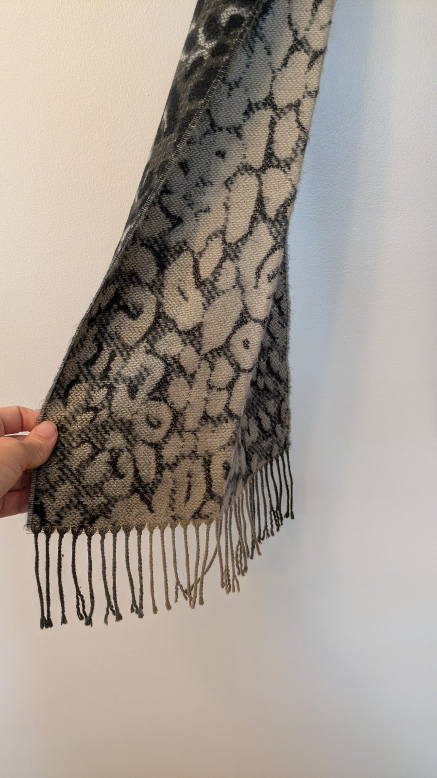 Cashmere Scarf Animal Print Fringe Mob Wife Luxury Made in Germany Hand Tailored