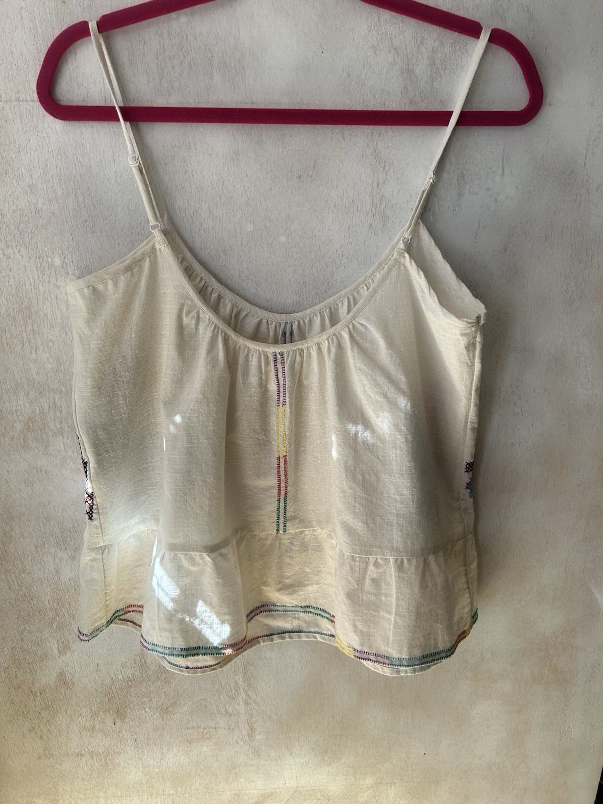 Summer Cami Top 100% Cotton Parrot Embroidered Size 14 BNWT