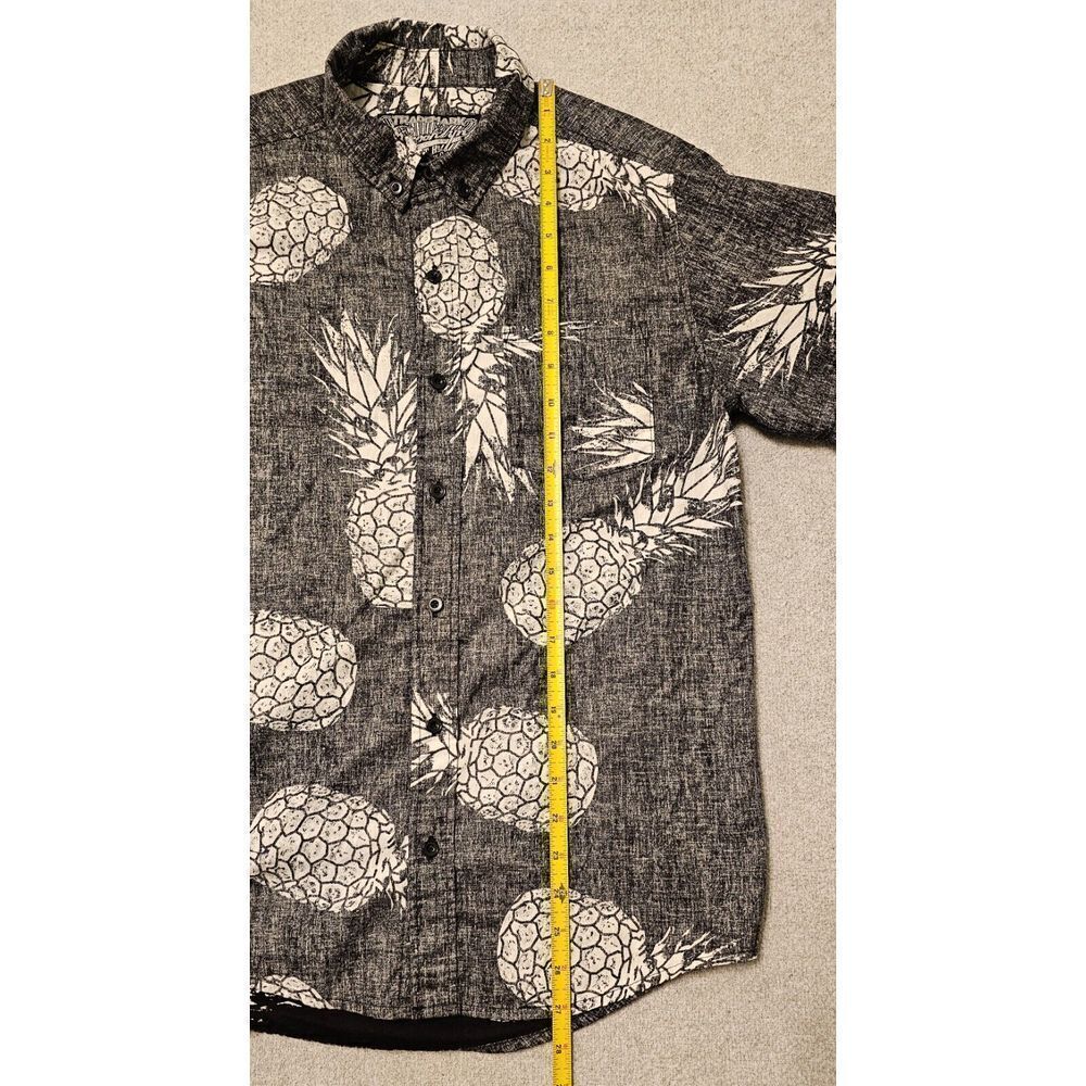 Brooklyn Cloth Button Shirt Pineapple Festival Party Boho Hawaiian Gray Cotton M