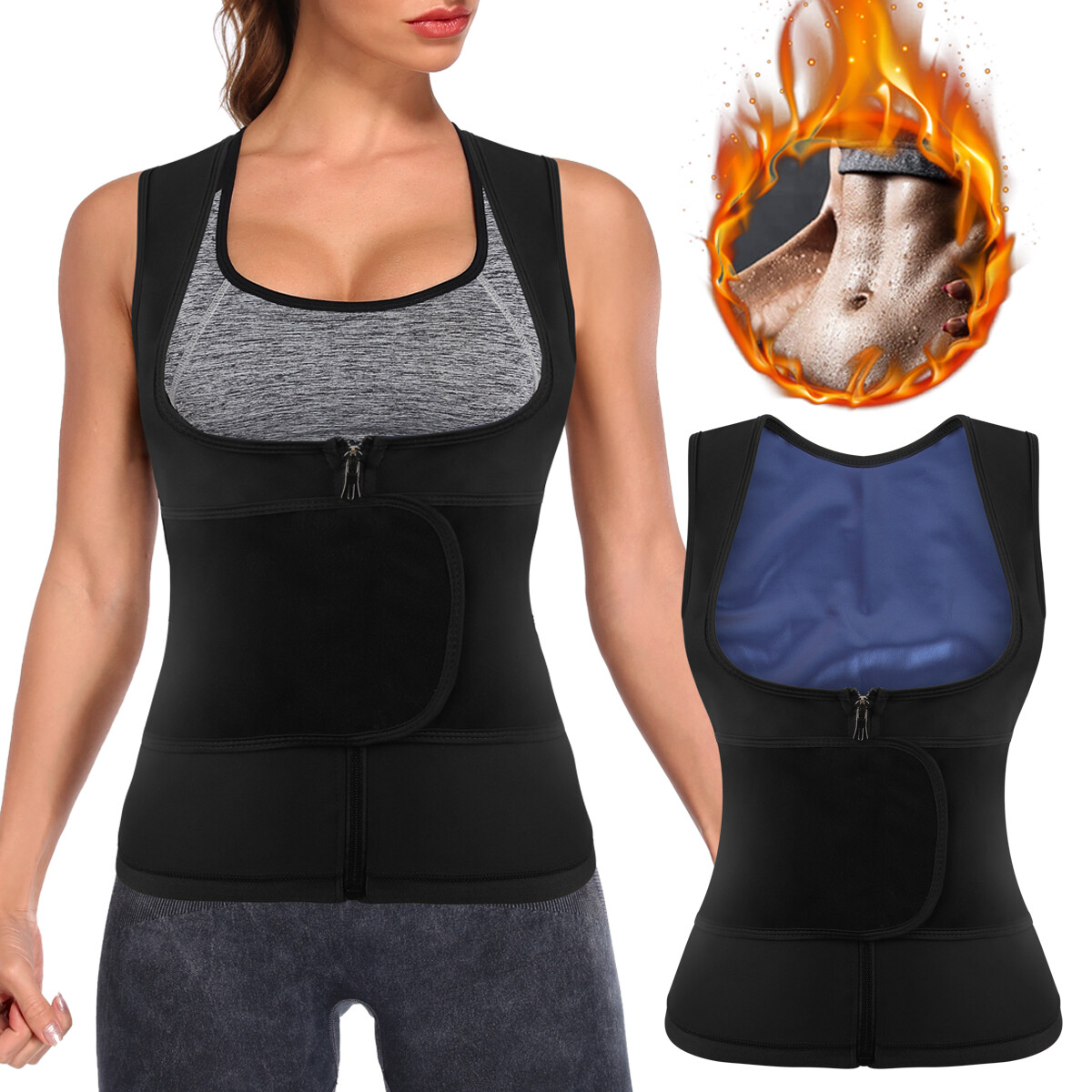 Fajas Reductoras Abdomen Para Mujeres Sudar Perder Peso Sauna Suit Tank Top Gym
