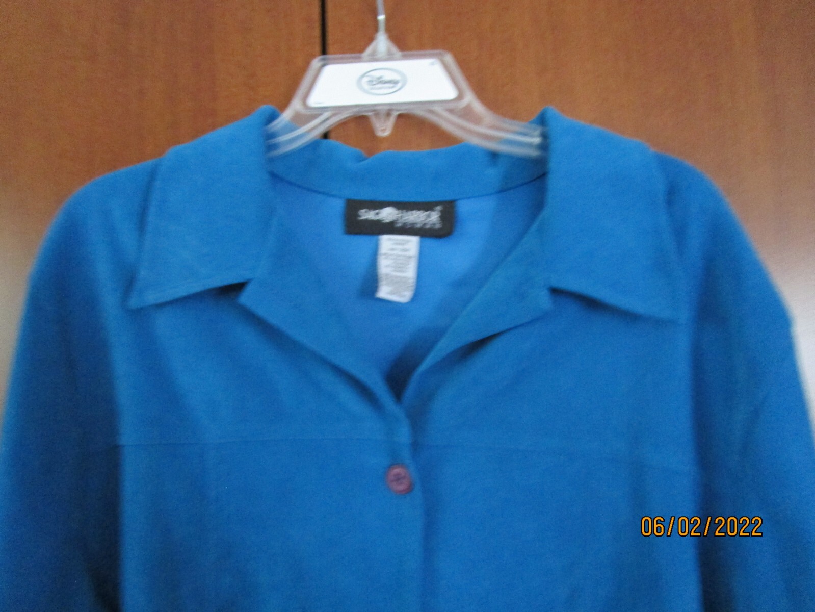 Sag Harbor Blue Blouse Jacket Sz 20 W Polyester Spandex Bust 52 Length 29 in