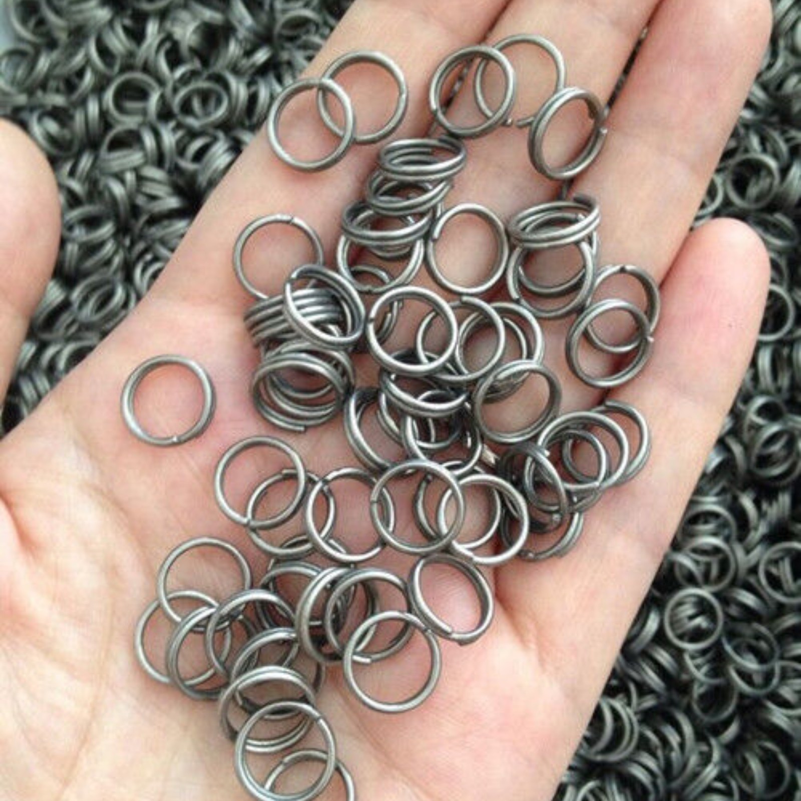 10pcs 10/12/14mm Titanium Alloy Circle Key Ring Hanging Split Ring Keychain